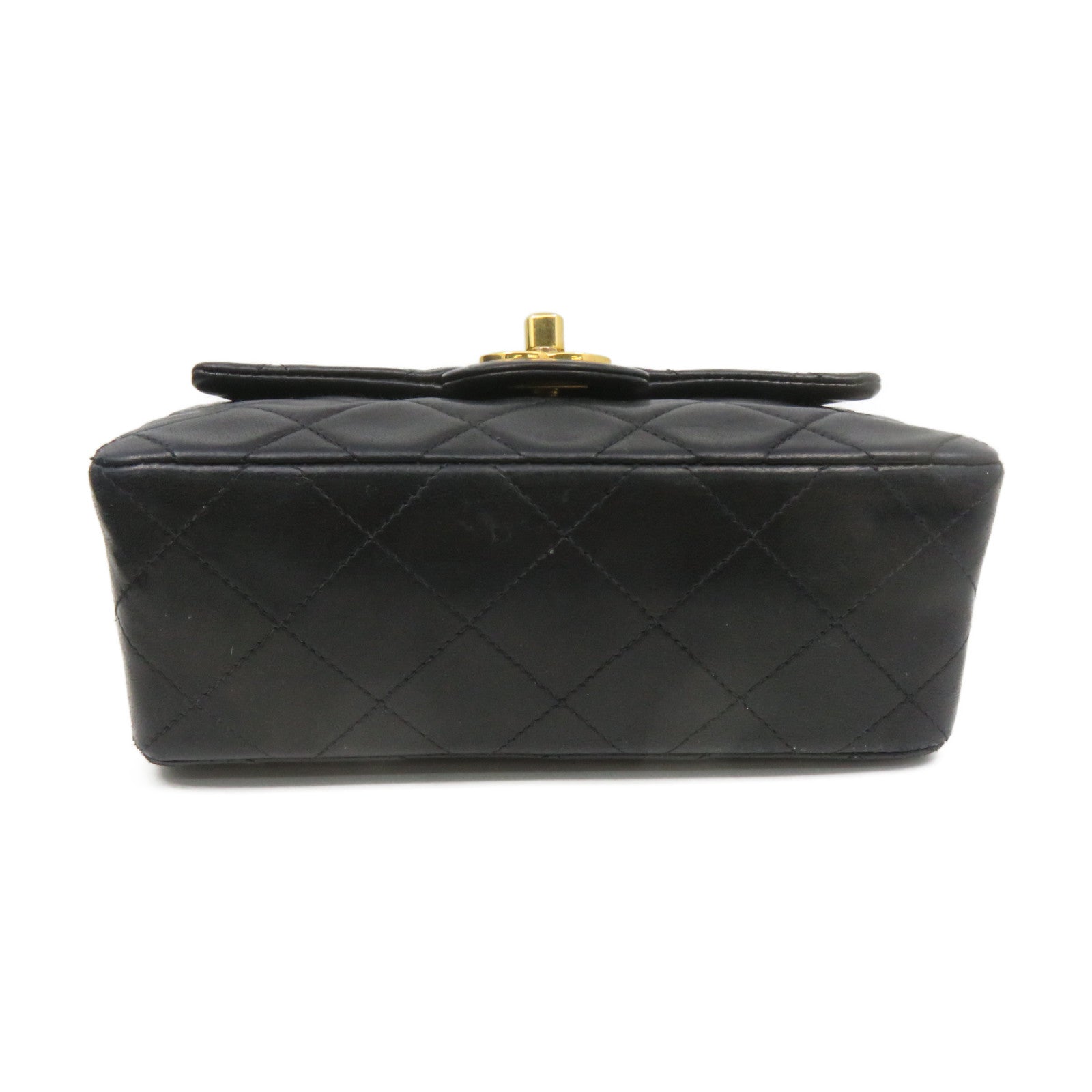 CHANEL 菱格羊皮皮革Chain Shoulder Bag金扣鏈帶肩背袋黑色
