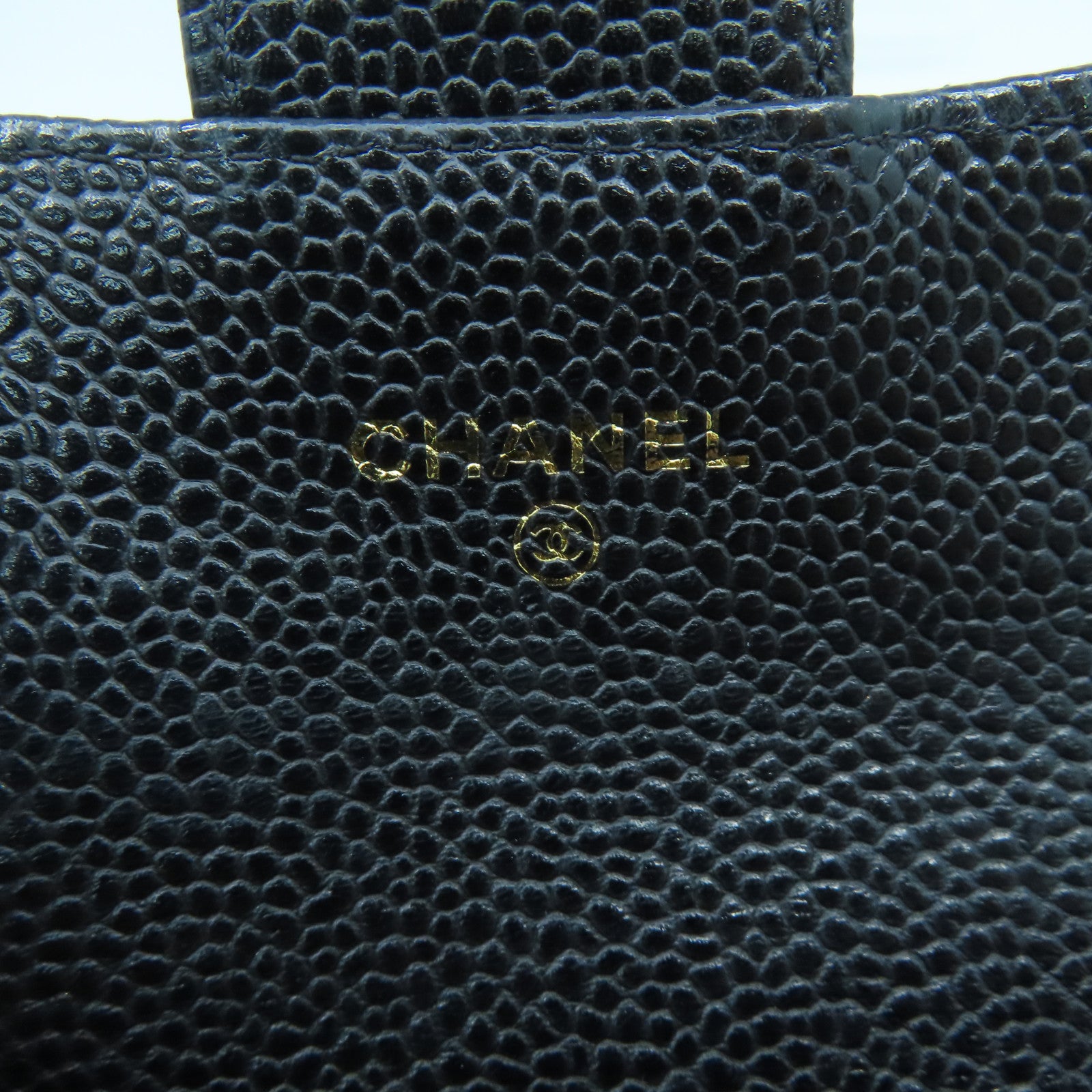 CHANEL 菱格牛皮皮革Card Case金扣卡片套黑色