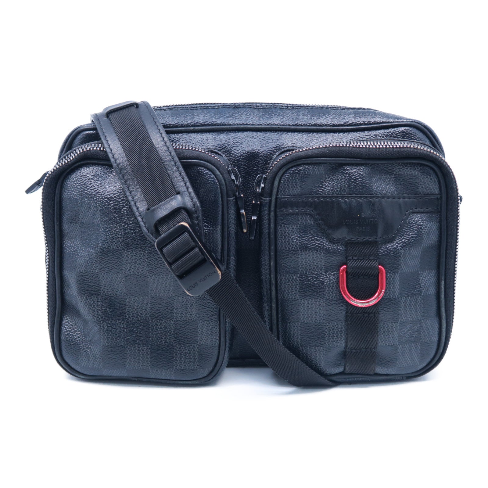 LOUIS VUITTON Damier Graphite Utility Shoulder Bag肩背袋黑色/灰色