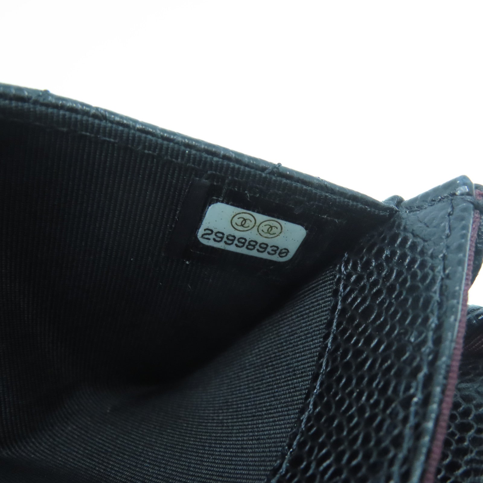 CHANEL 菱格牛皮皮革Card Case金扣卡片套黑色