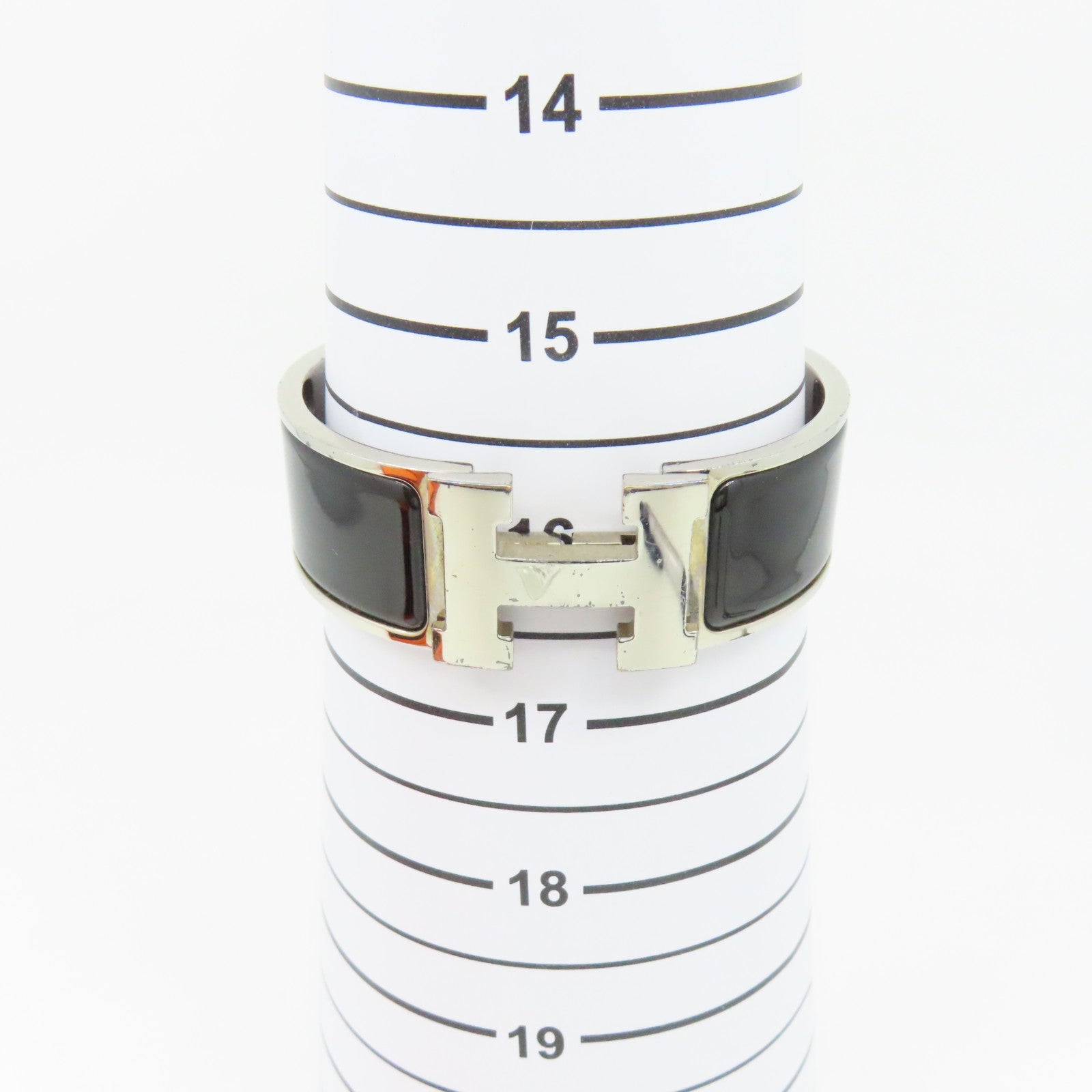 HERMES 金屬/琺瑯Clic-Clac H Bracelet銀扣手鐲黑色