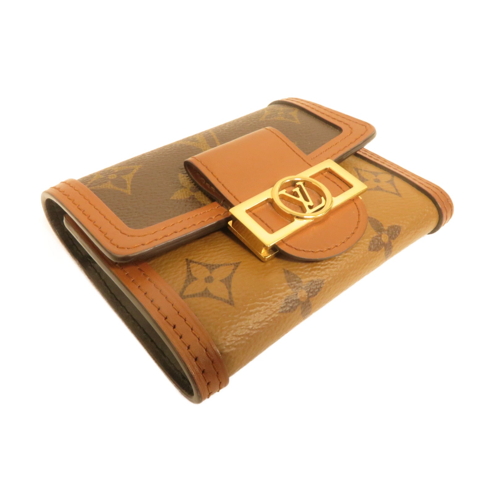 LOUIS VUITTON Monogram Dauphine金扣錢包啡色