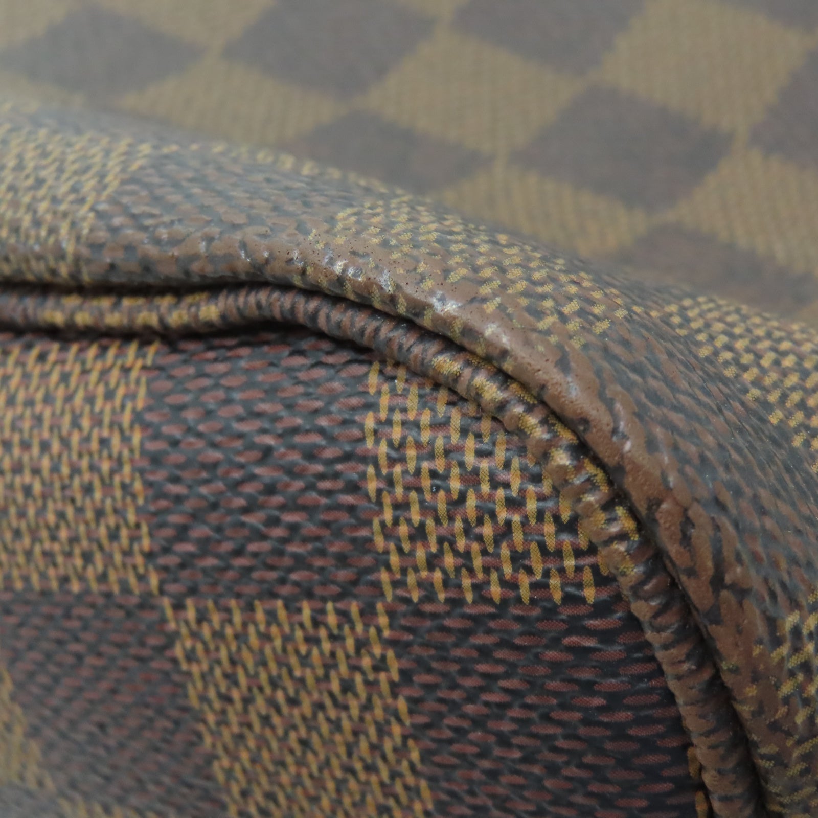 LOUIS VUITTON Damier Neverfull MM金扣手挽袋棕色