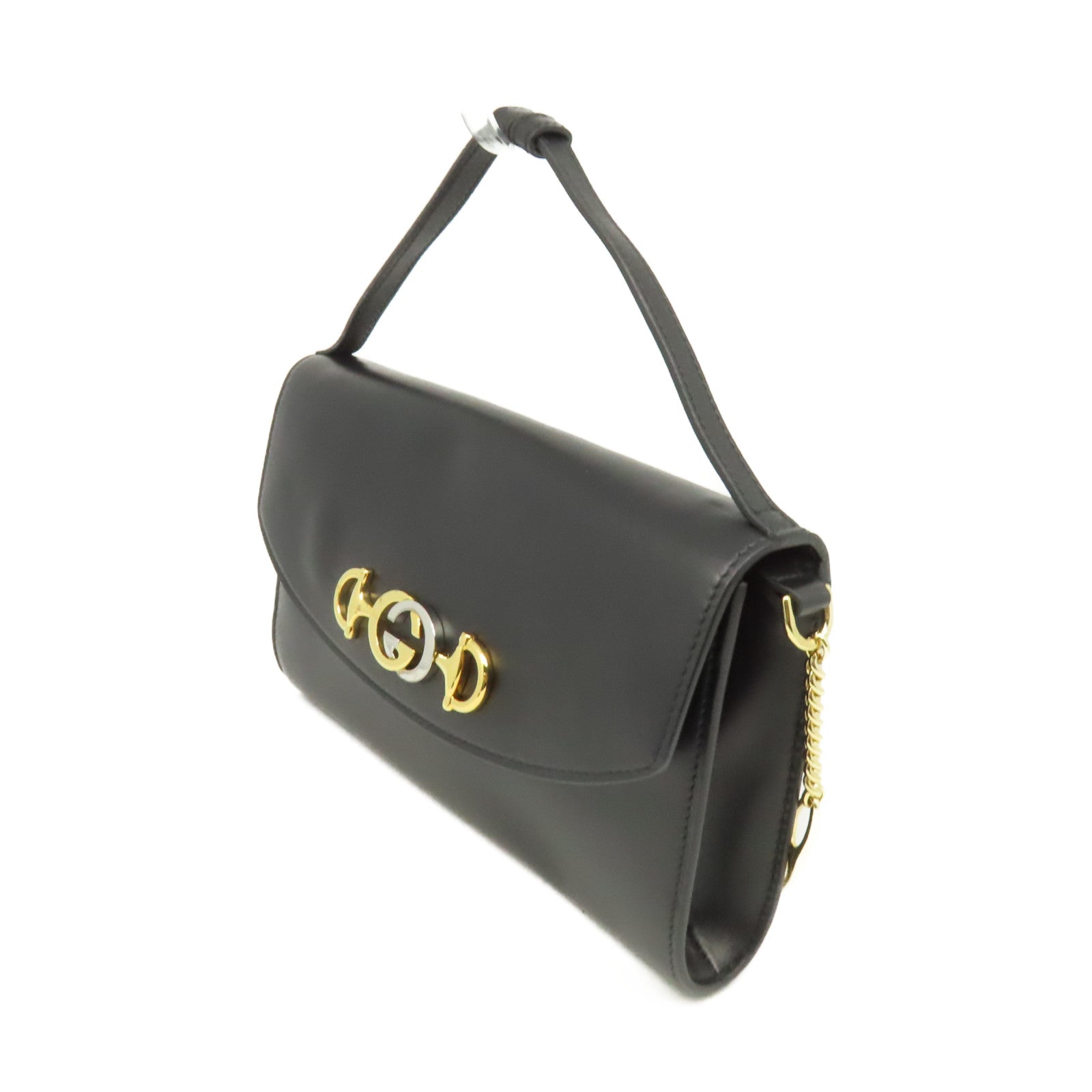 GUCCI 牛皮皮革Zumi Chain Shoulder Bag鏈帶手挽肩背兩用袋黑色