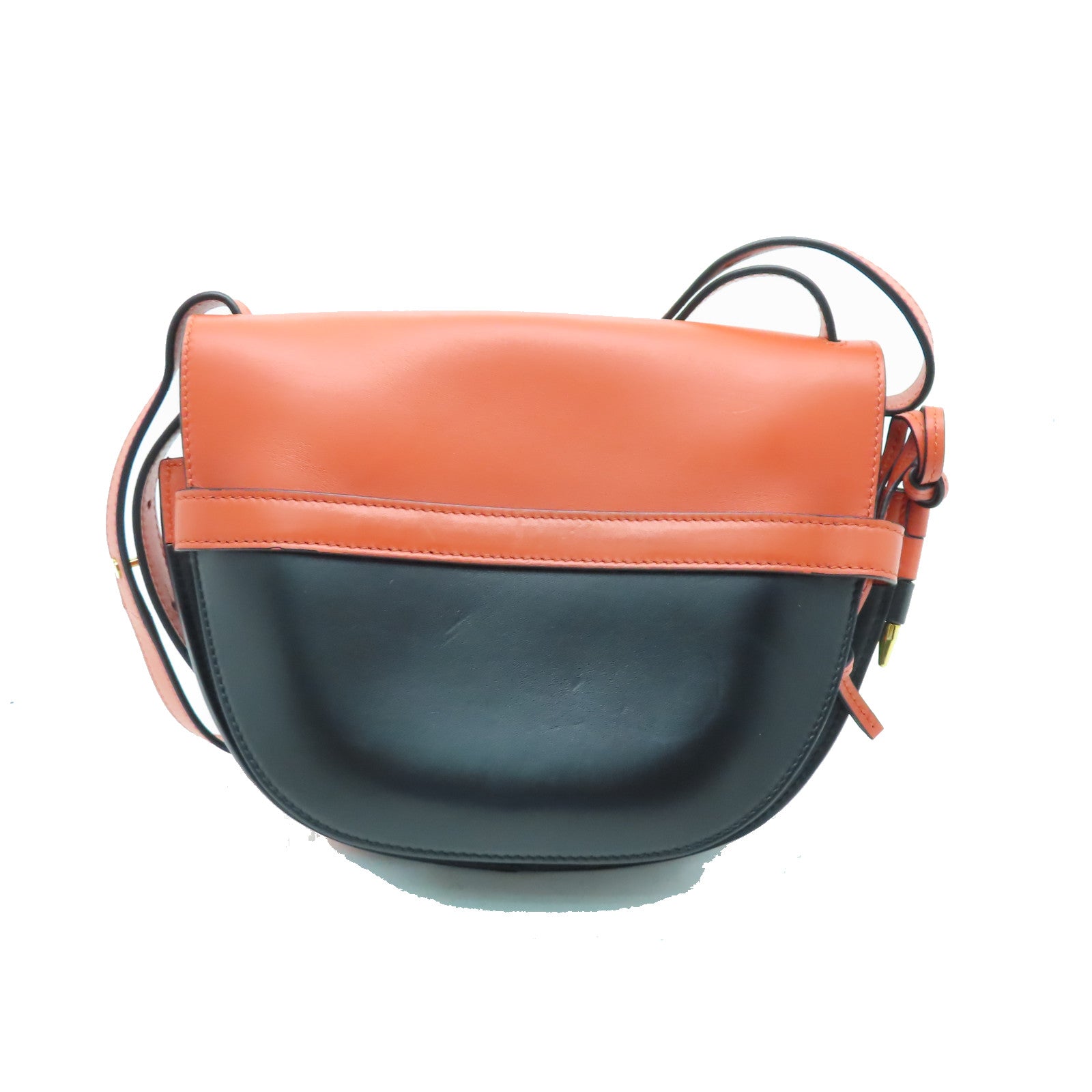 LOEWE 牛皮皮革Gate金扣肩背袋橙色/黑色