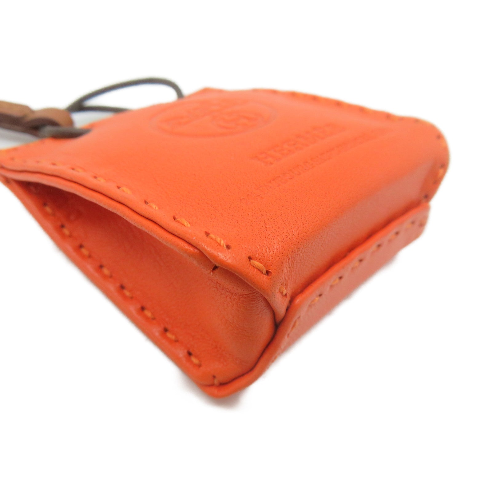 HERMES 牛皮皮革Orange Bag Charm掛飾橙色/啡色