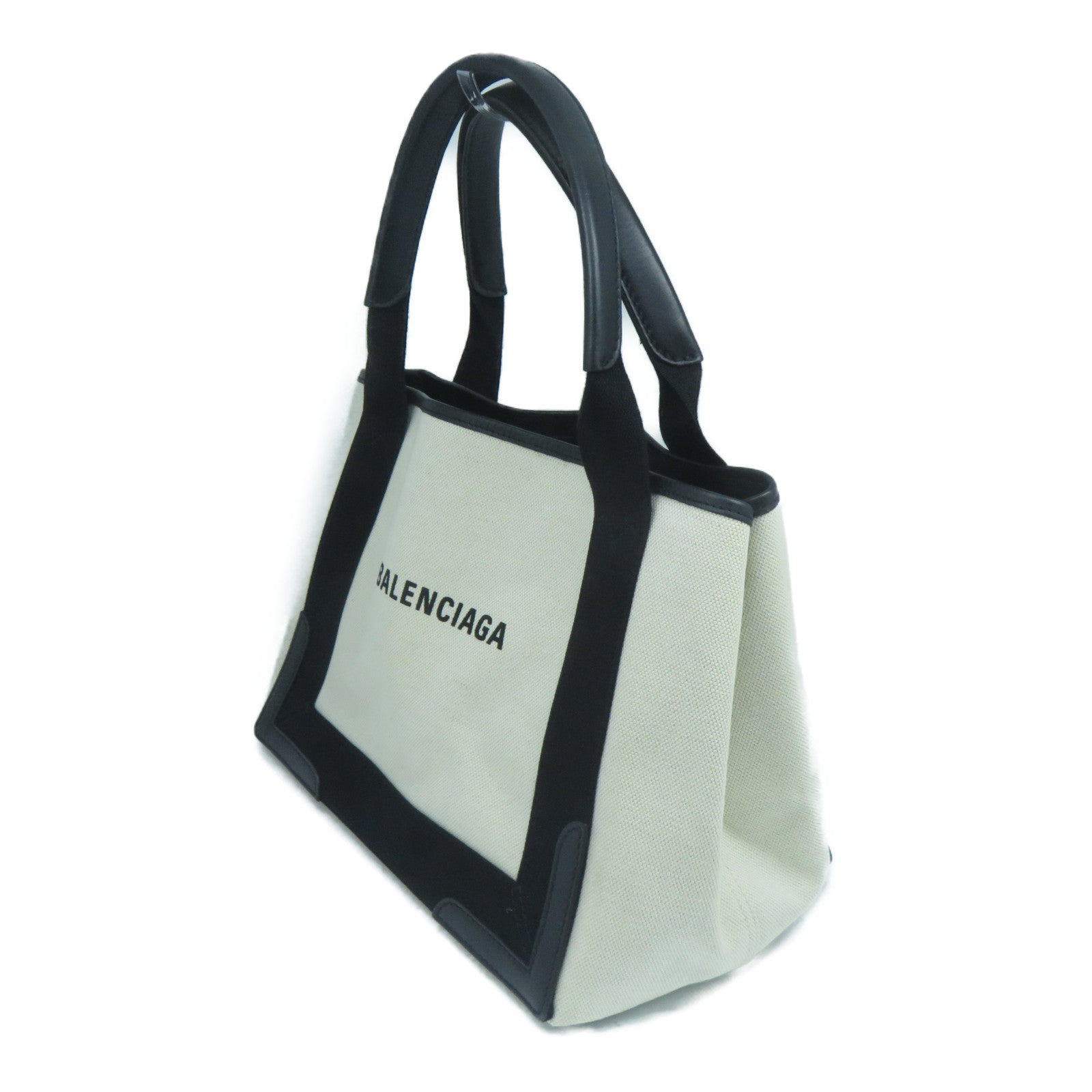 BALENCIAGA 帆布Tote Bag銀扣手挽袋米色/黑色