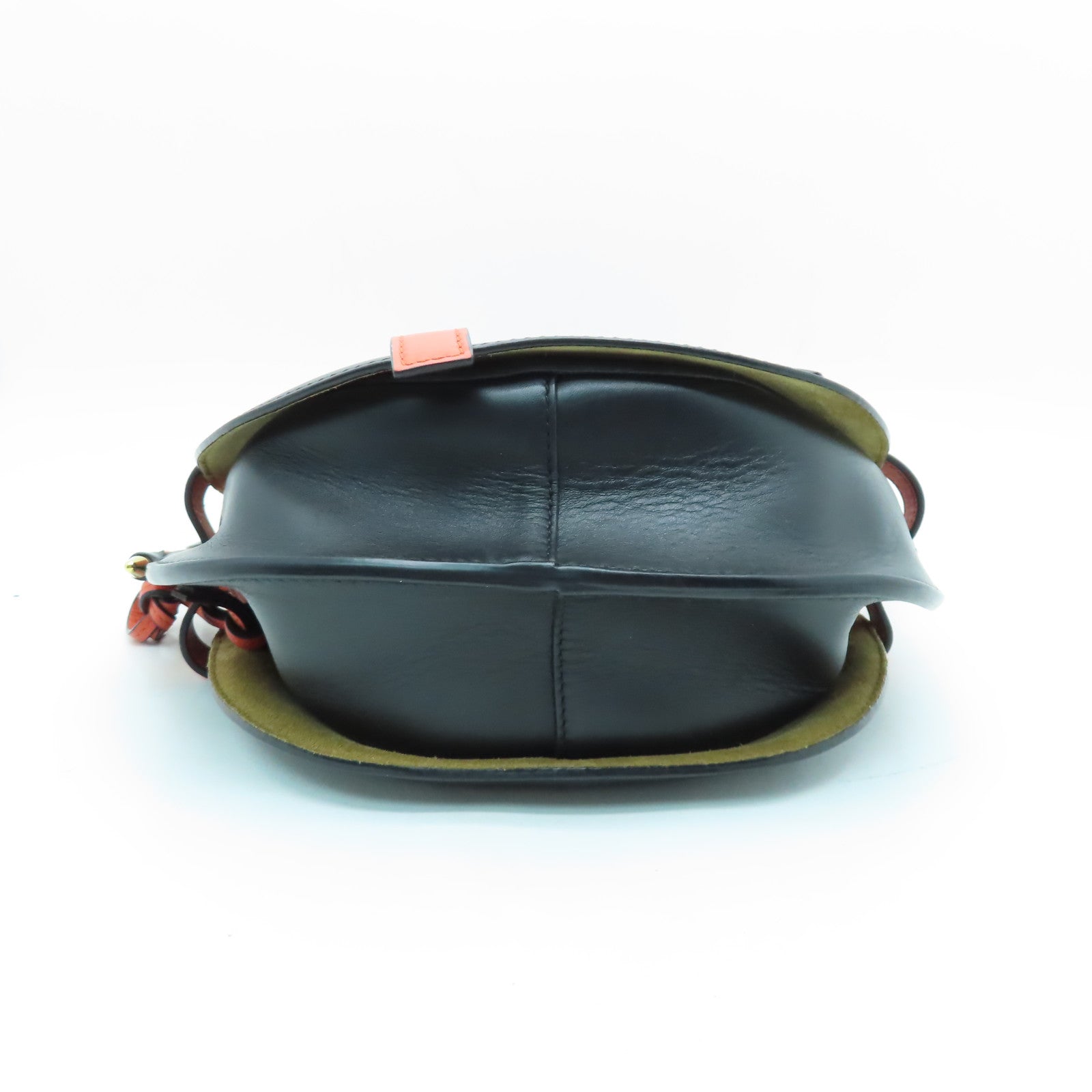 LOEWE 牛皮皮革Gate金扣肩背袋橙色/黑色