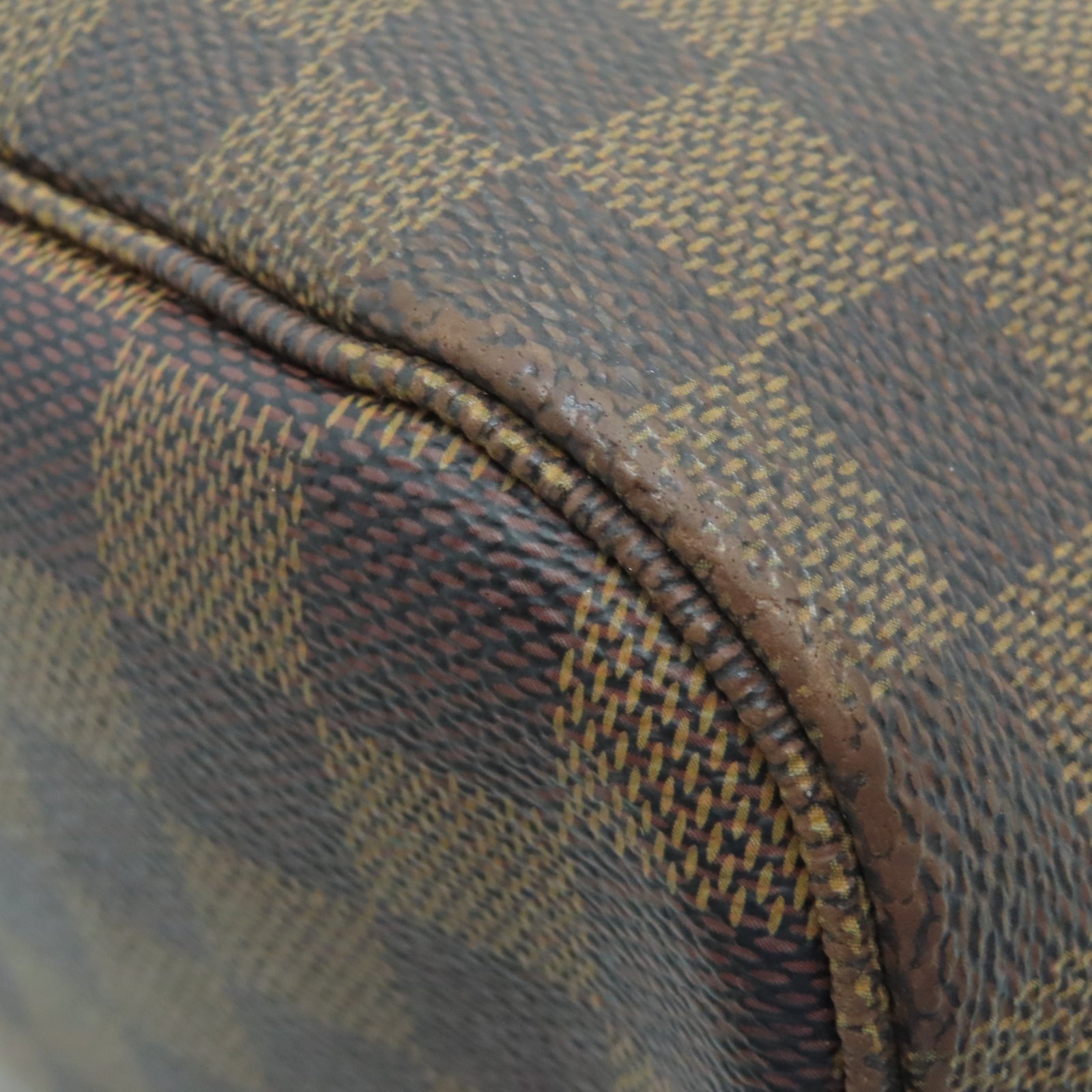 LOUIS VUITTON Damier Neverfull MM金扣手挽袋棕色