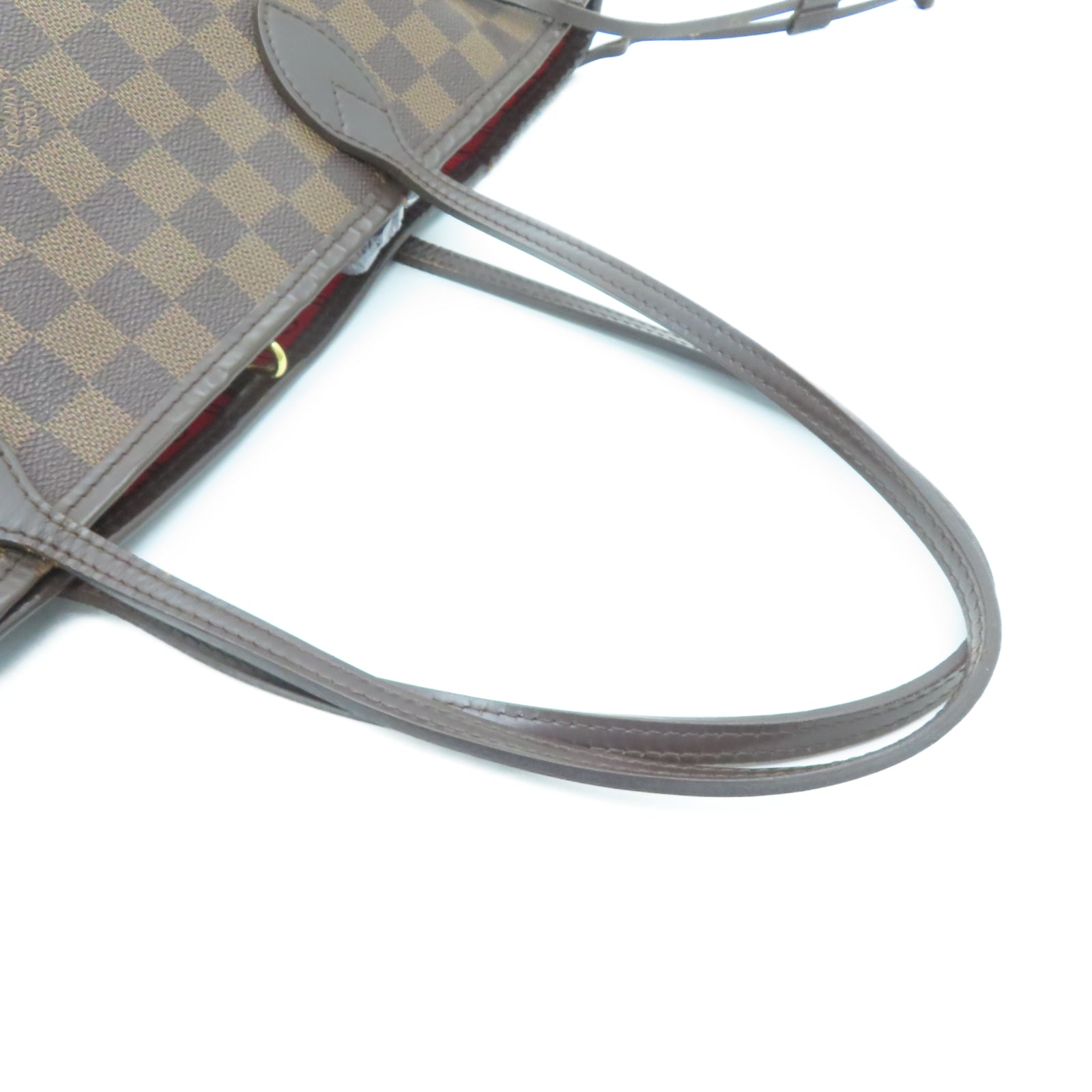 LOUIS VUITTON Damier Neverfull MM金扣手挽袋棕色
