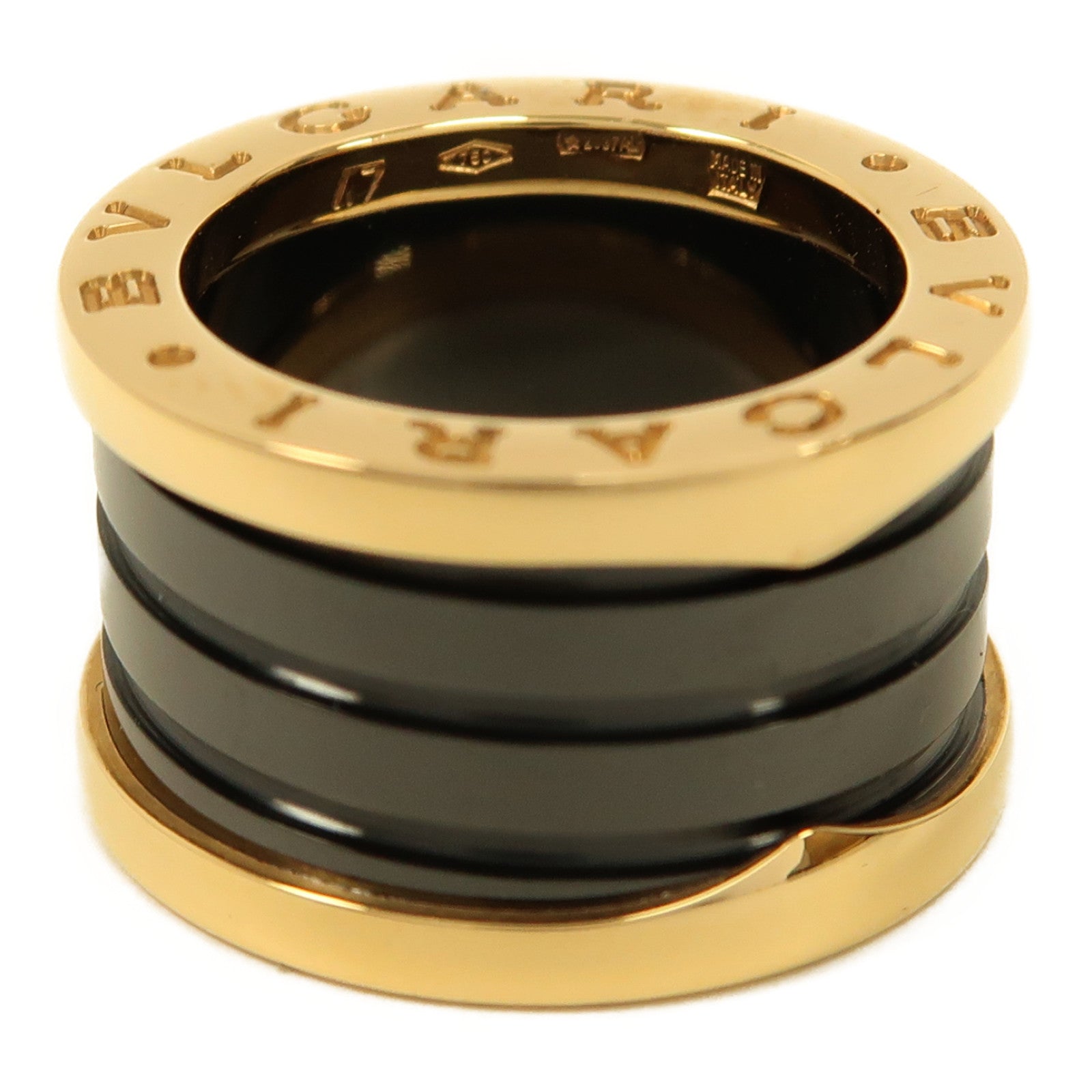 BVLGARI 18K玫瑰金/陶瓷B.Zero1 Ring戒指US#3.75