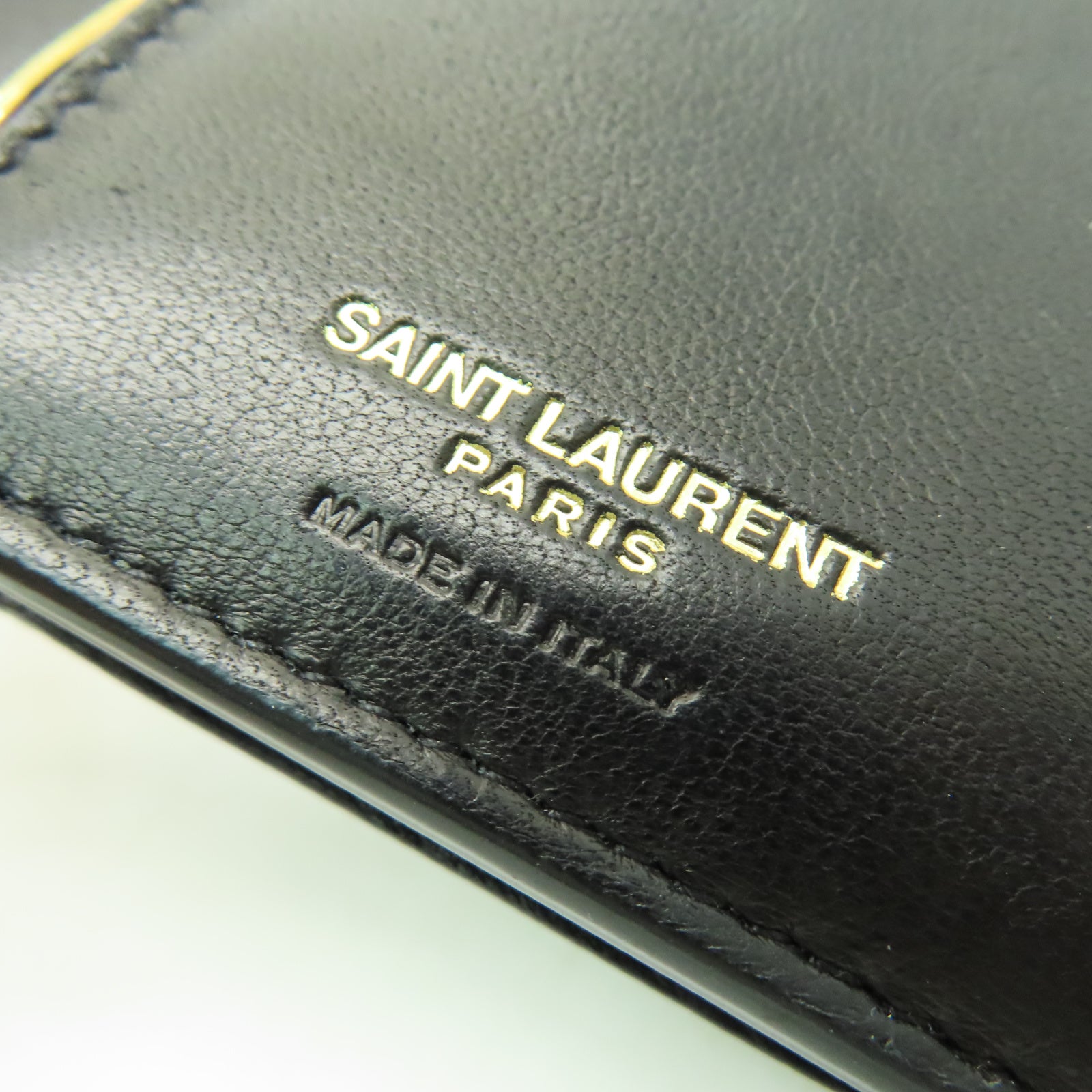 SAINT LAURENT 菱格羊皮皮革Wallet金扣錢包黑色