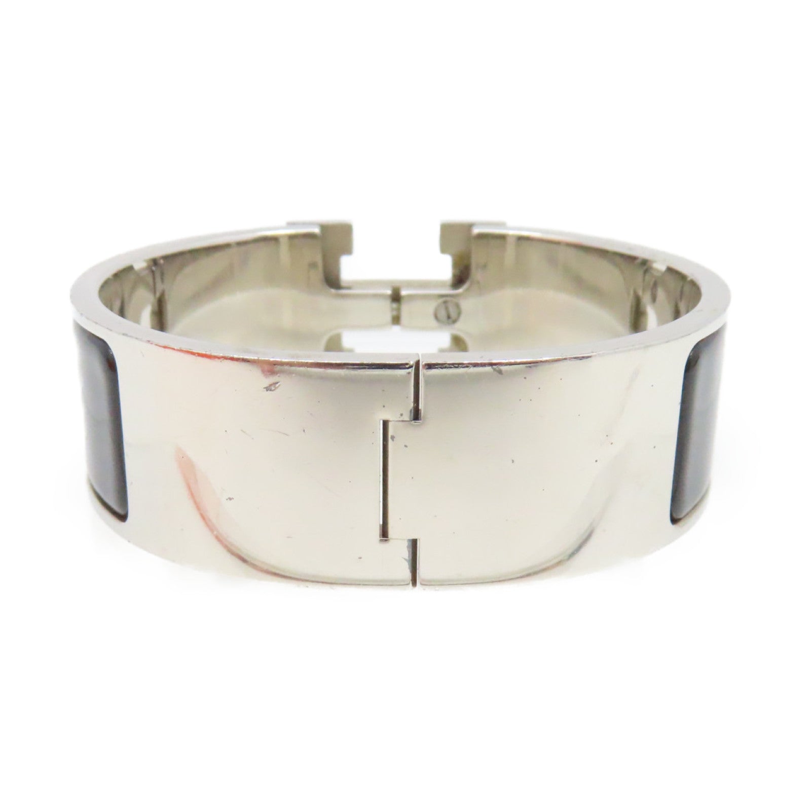 HERMES 金屬/琺瑯Clic-Clac H Bracelet銀扣手鐲黑色