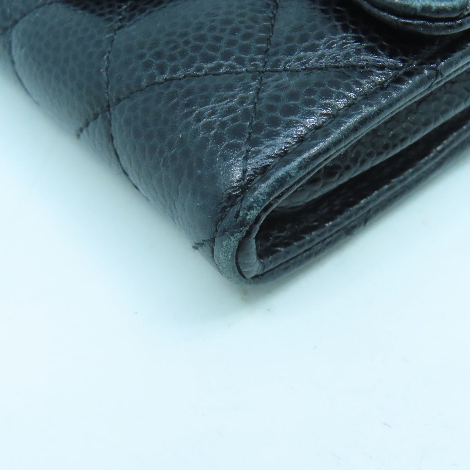 CHANEL 菱格牛皮皮革Card Case金扣卡片套黑色