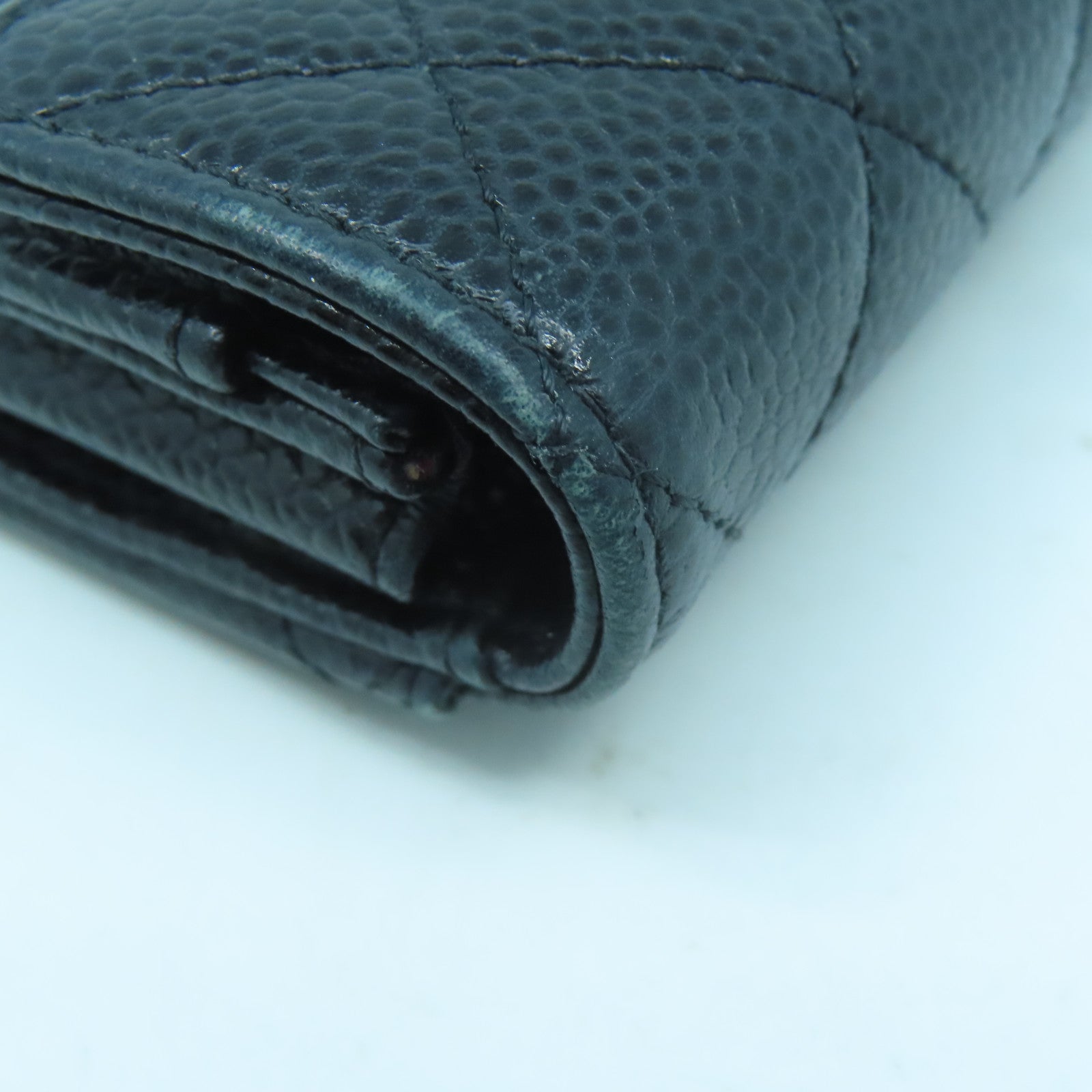 CHANEL 菱格牛皮皮革Card Case金扣卡片套黑色