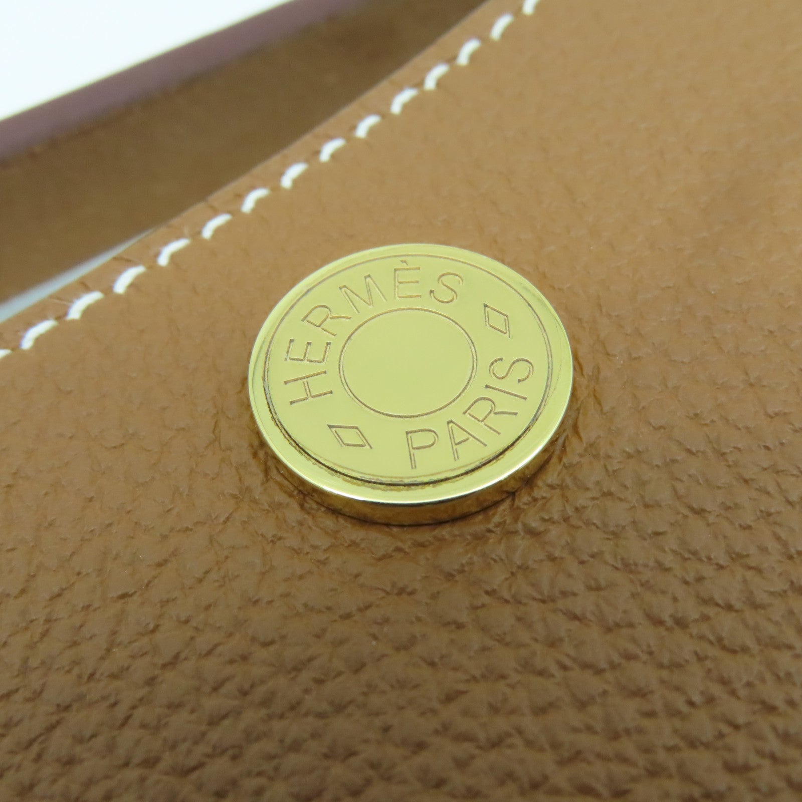 HERMES Togo Leather Perspective Caval Iere 21 Gold Buckle Shoulder Bag Classic Camel
