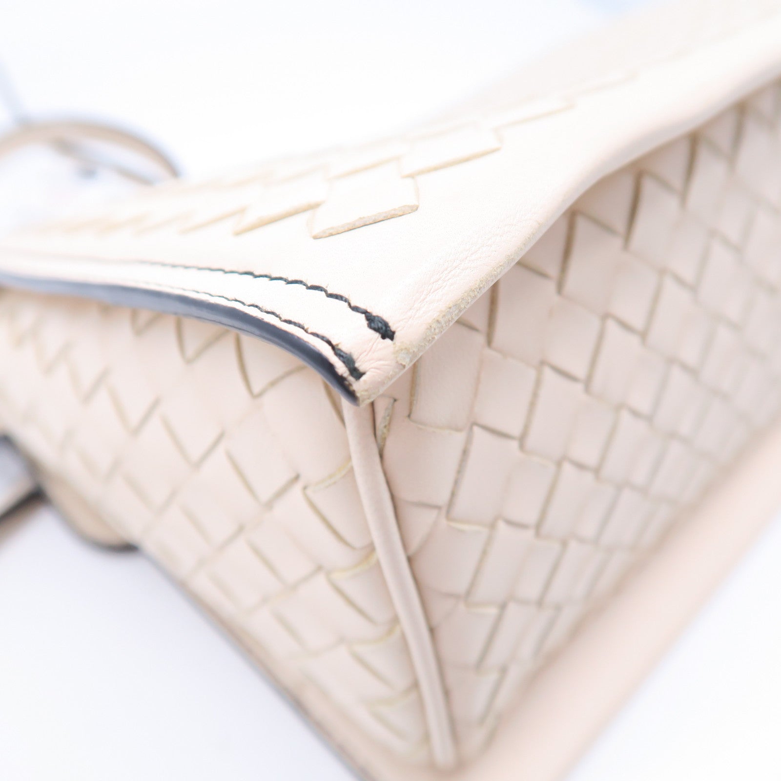 BOTTEGA VENETA 【激減優惠】皮革2 Way Shoulder金扣/黑扣肩背袋米色