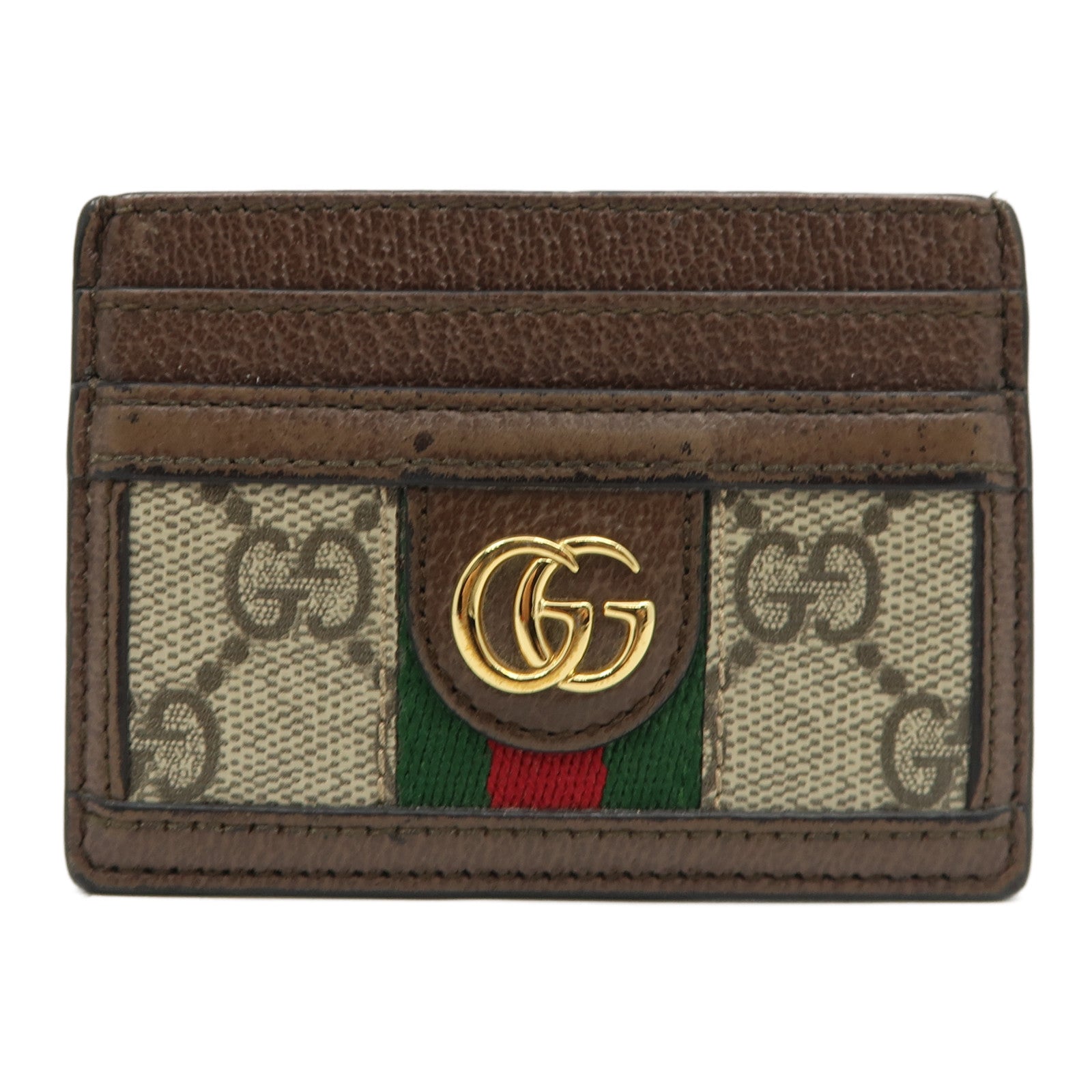 GUCCI 塗層帆布/皮革Ophidia GG Card Case金扣卡片套啡色