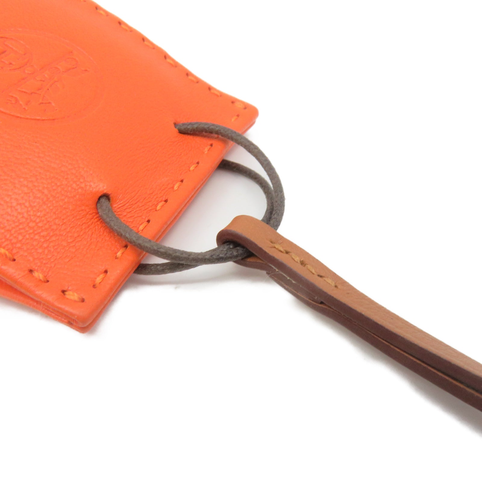 HERMES 牛皮皮革Orange Bag Charm掛飾橙色/啡色