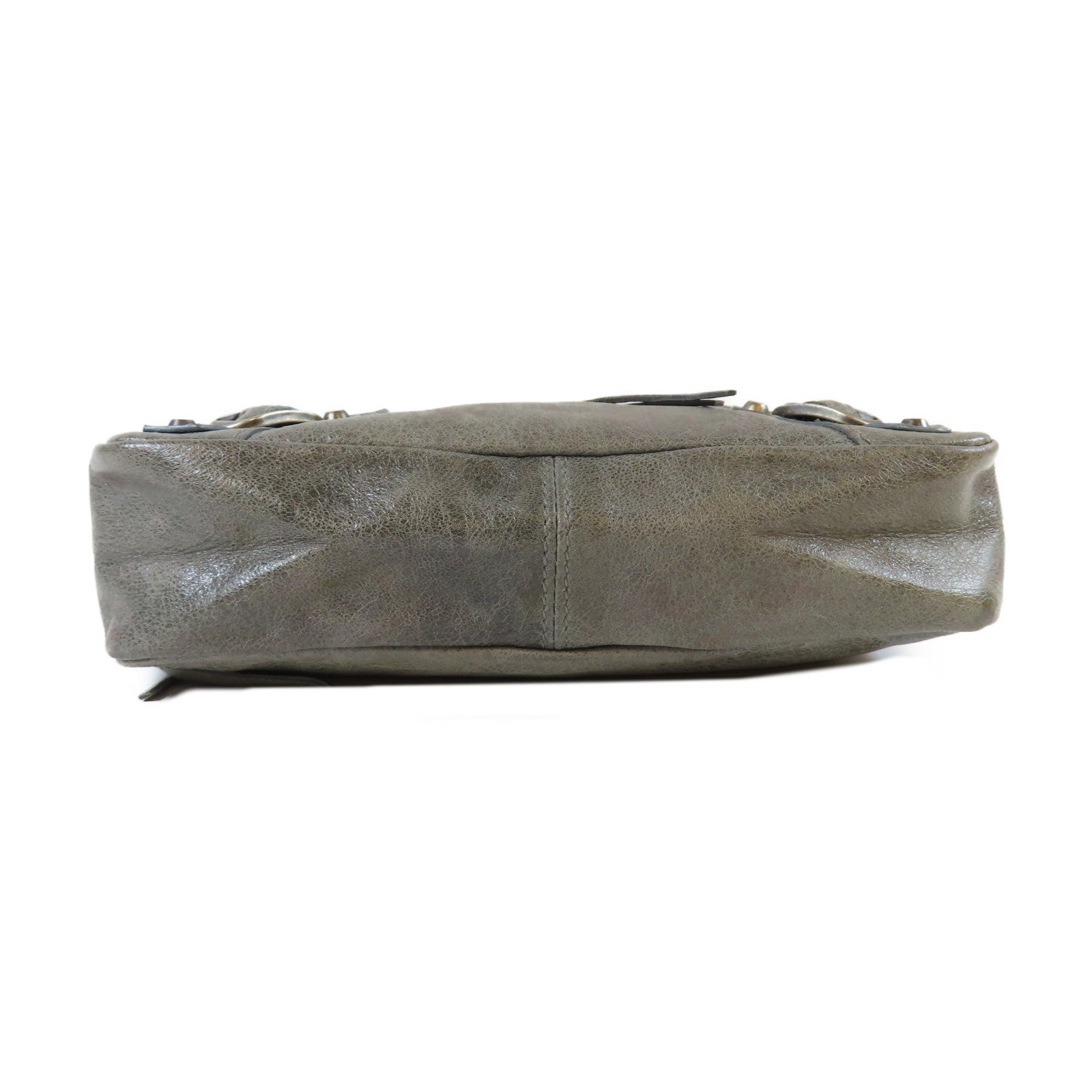 BALENCIAGA 牛皮皮革Pouch黑扣小袋灰色