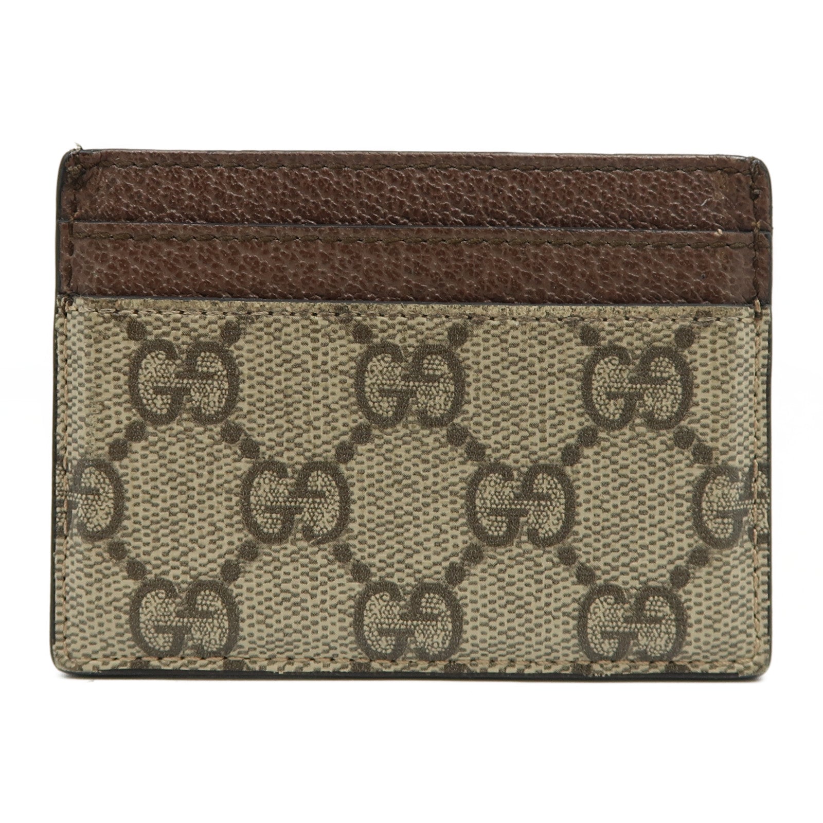 GUCCI 塗層帆布/皮革Ophidia GG Card Case金扣卡片套啡色