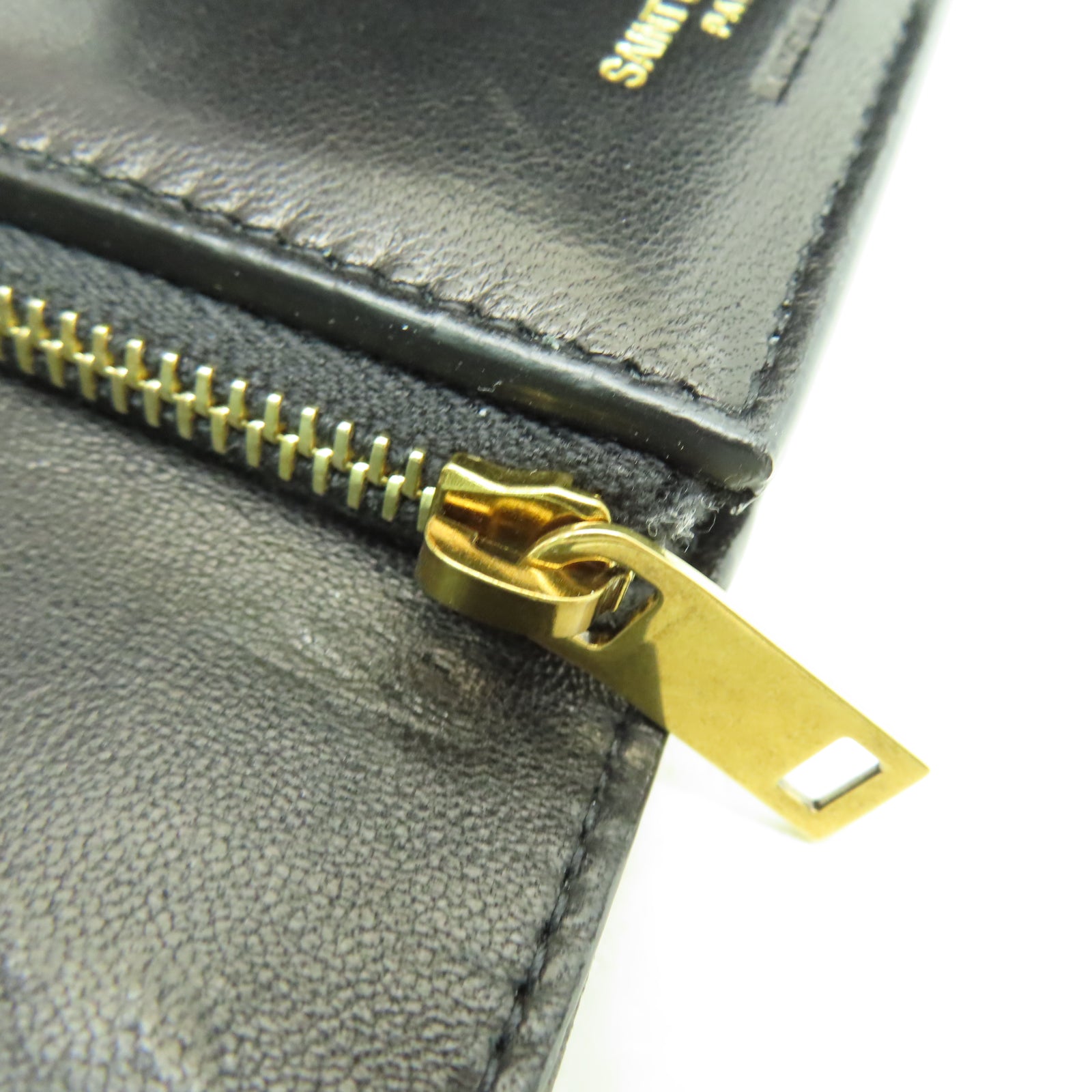 SAINT LAURENT 菱格羊皮皮革Wallet金扣錢包黑色