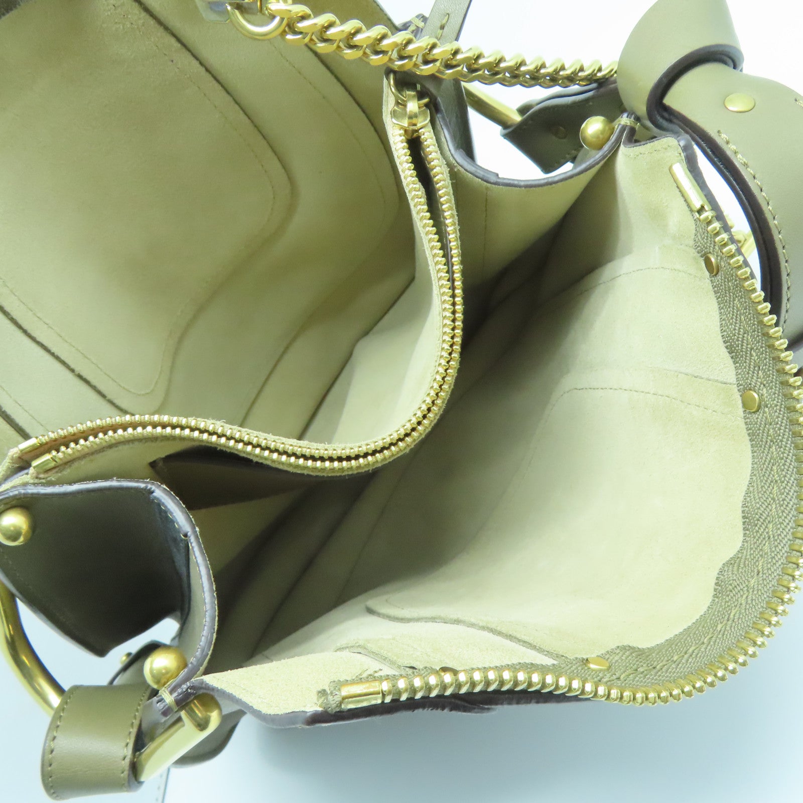Chloe 牛皮皮革Shoulder Bag金扣肩背袋绿色