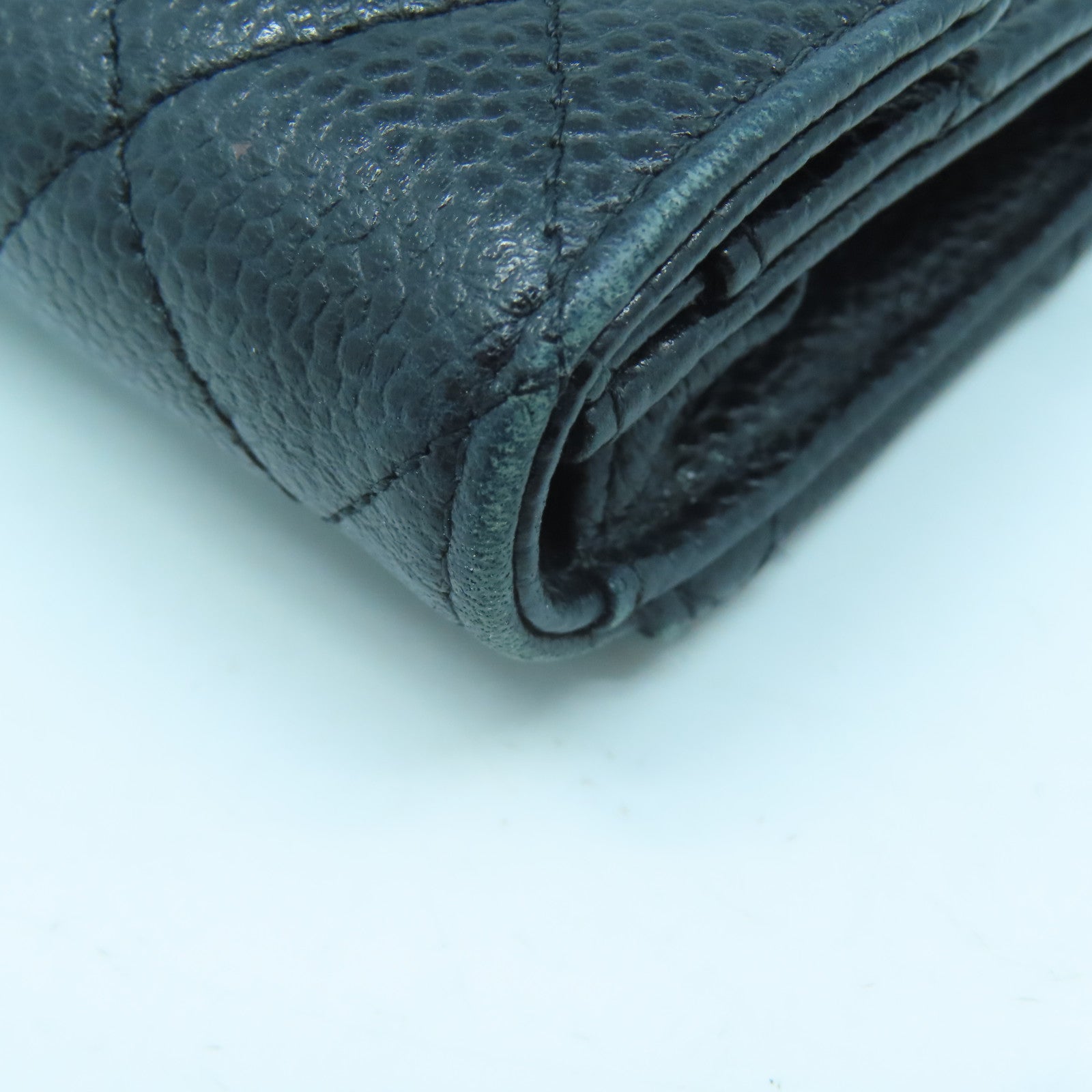 CHANEL 菱格牛皮皮革Card Case金扣卡片套黑色
