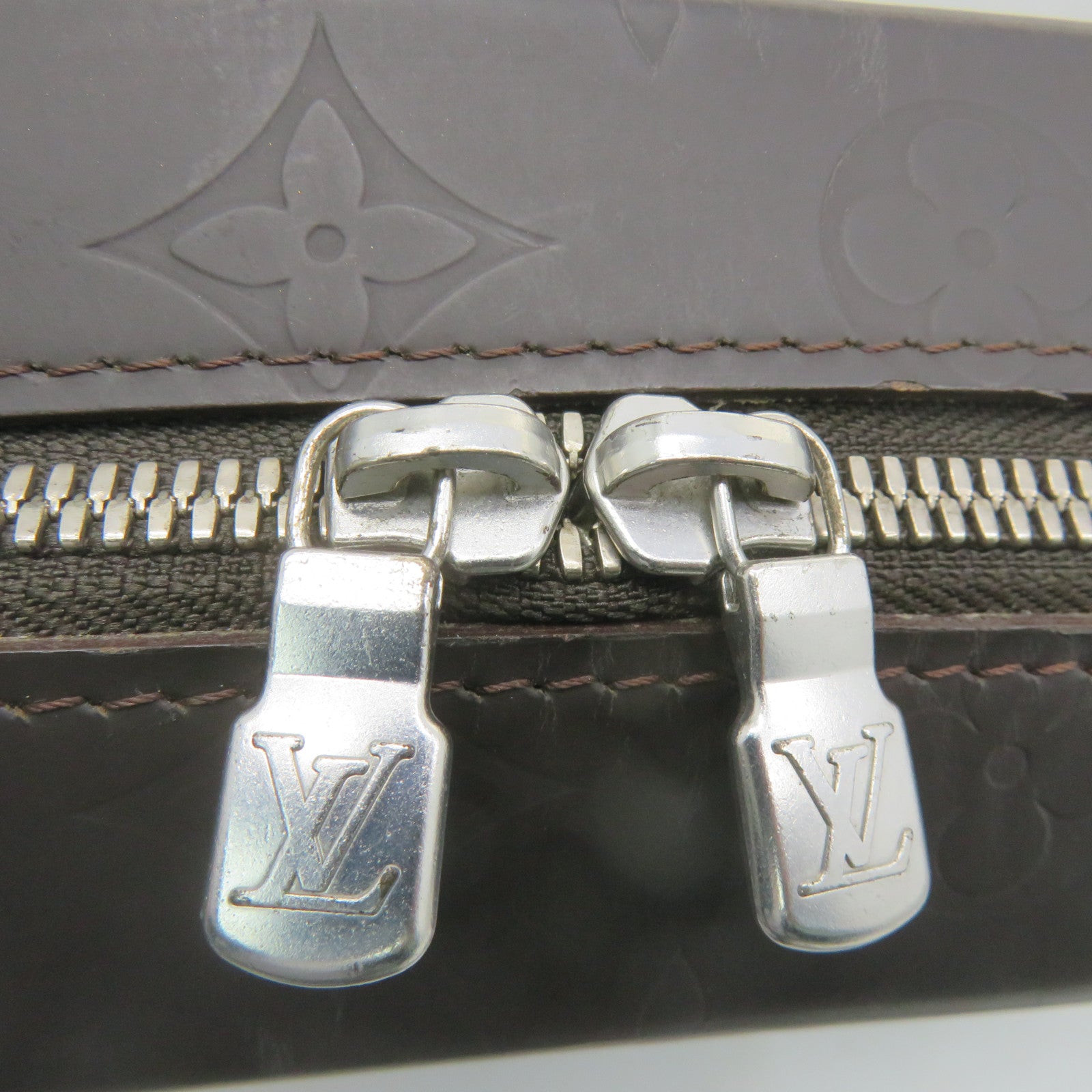 LOUIS VUITTON 【激减优惠】Monogram Glace Steve银扣链带肩背袋啡色