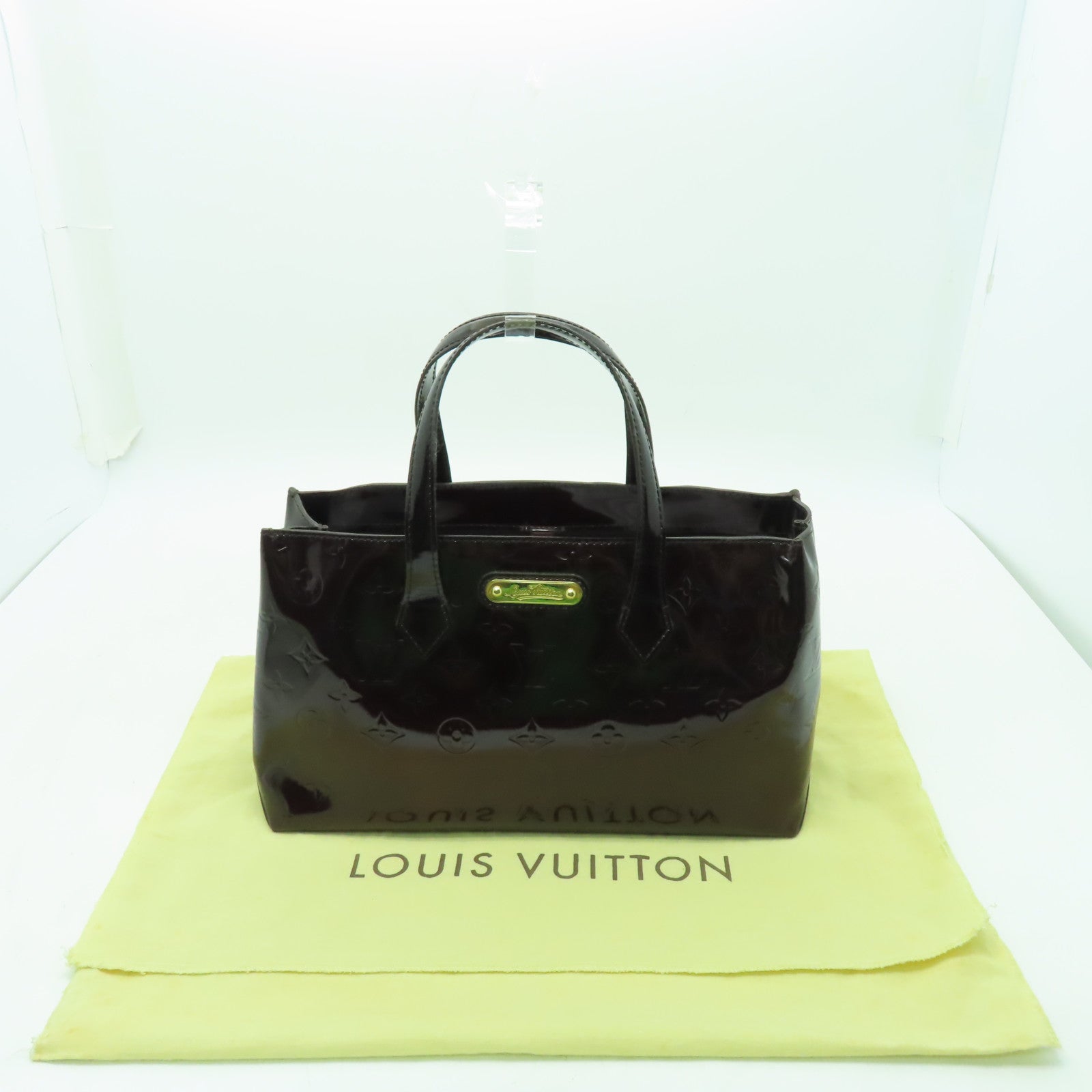 LOUIS VUITTON Vernis Wilshire PM金扣手挽袋