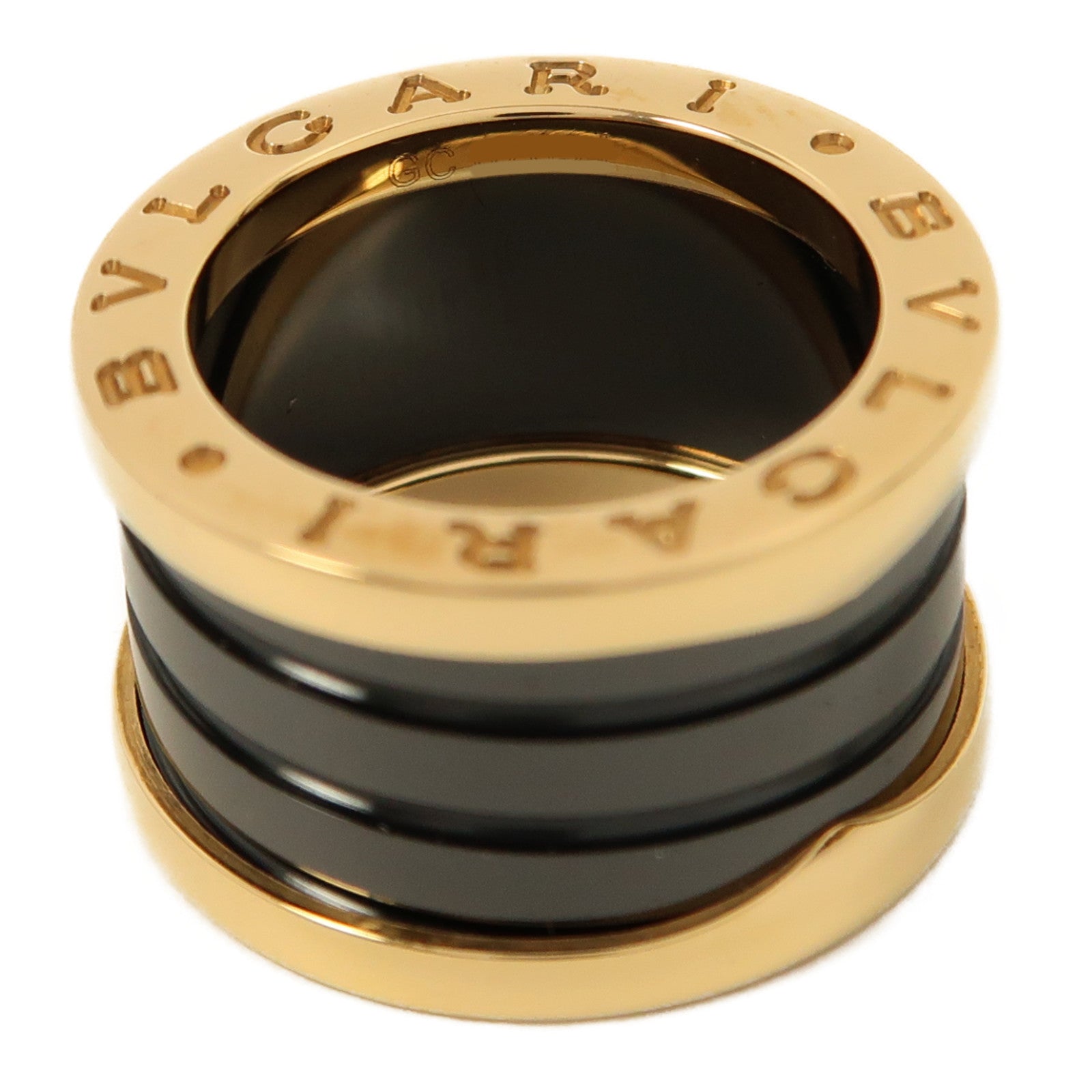 BVLGARI 18K玫瑰金/陶瓷B.Zero1 Ring戒指US#3.75