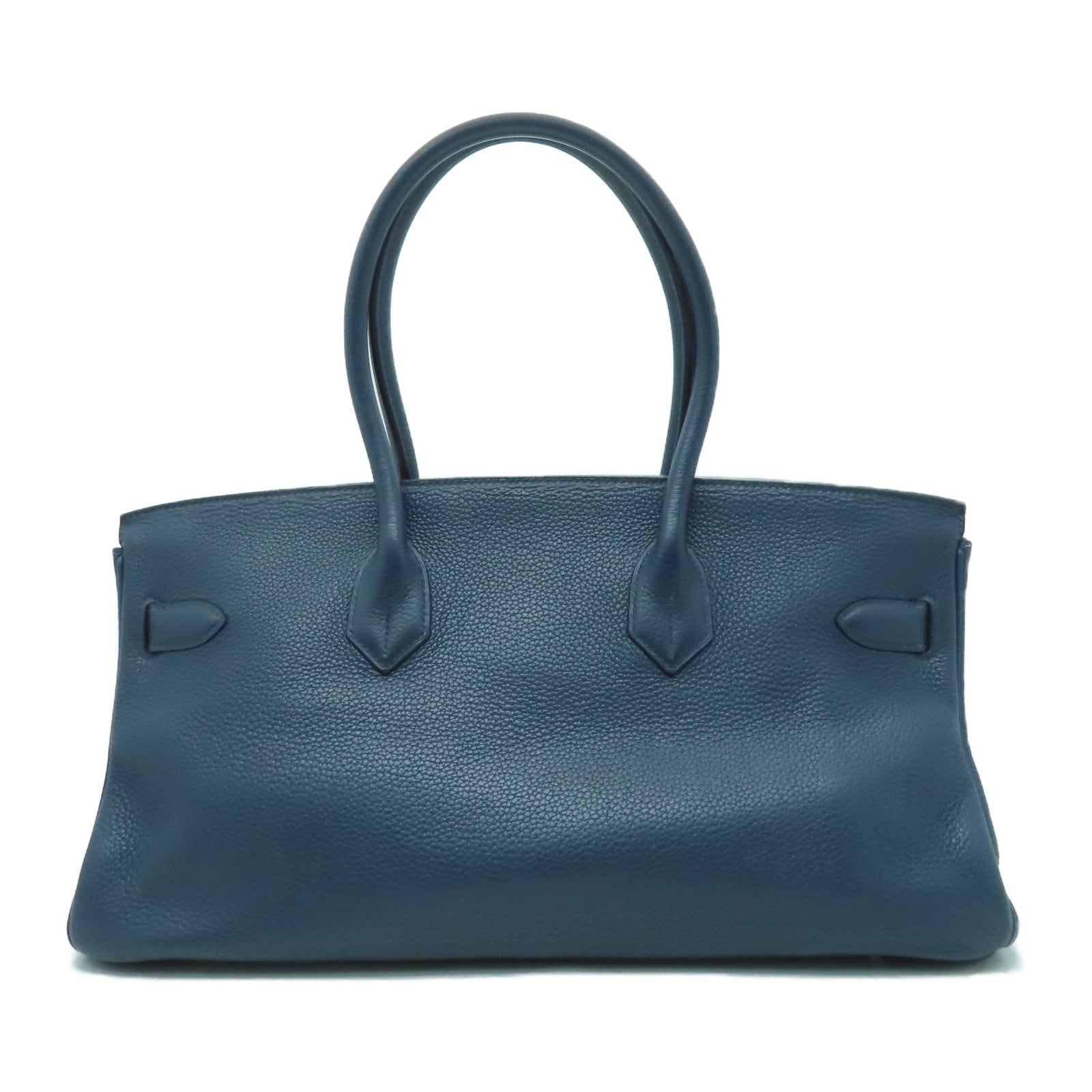 HERMES Togo皮革Shoulder Birkin銀扣肩背袋深藍色