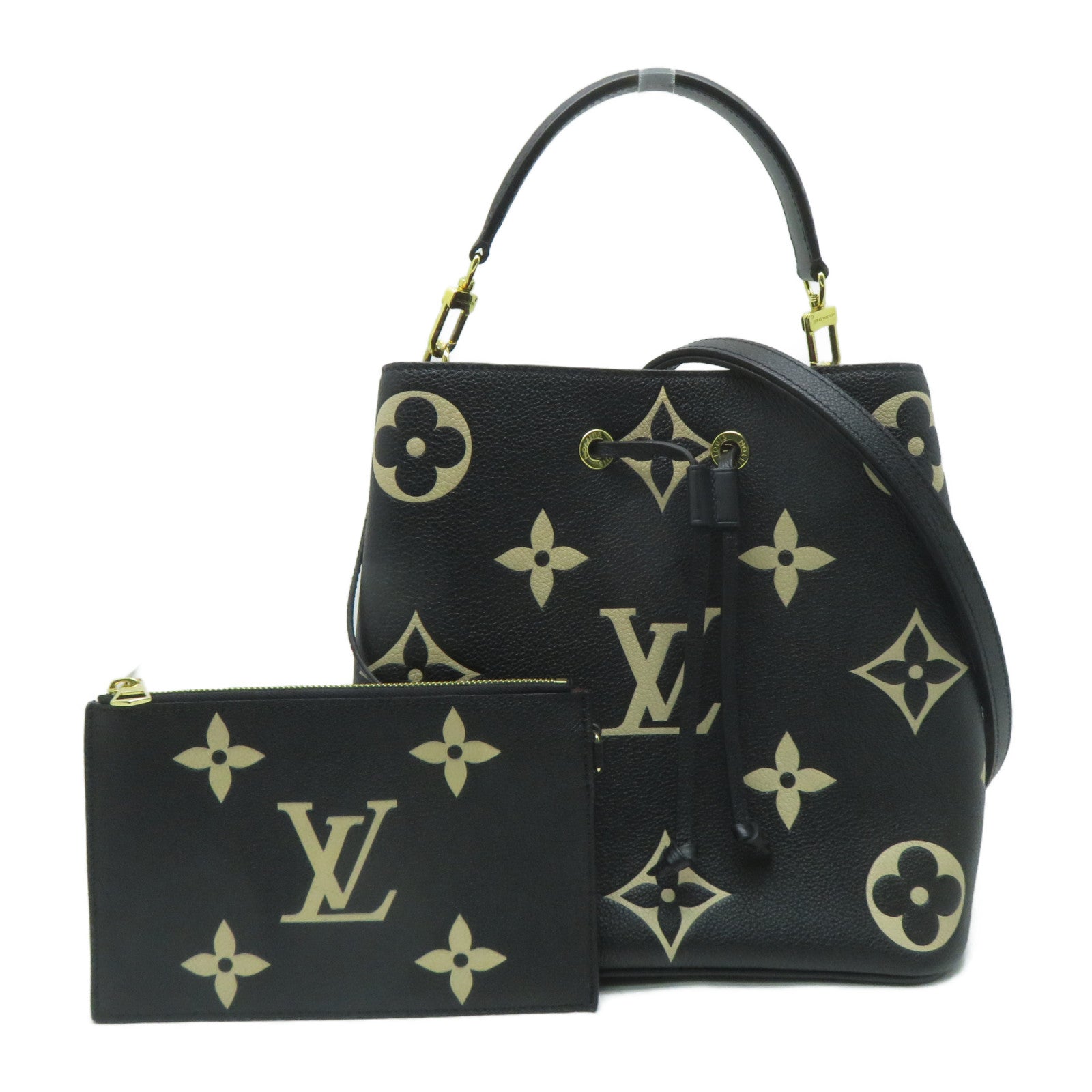 LOUIS VUITTON Monogram Empreinte NeoNoe MM金扣手挽肩背兩用袋黑色