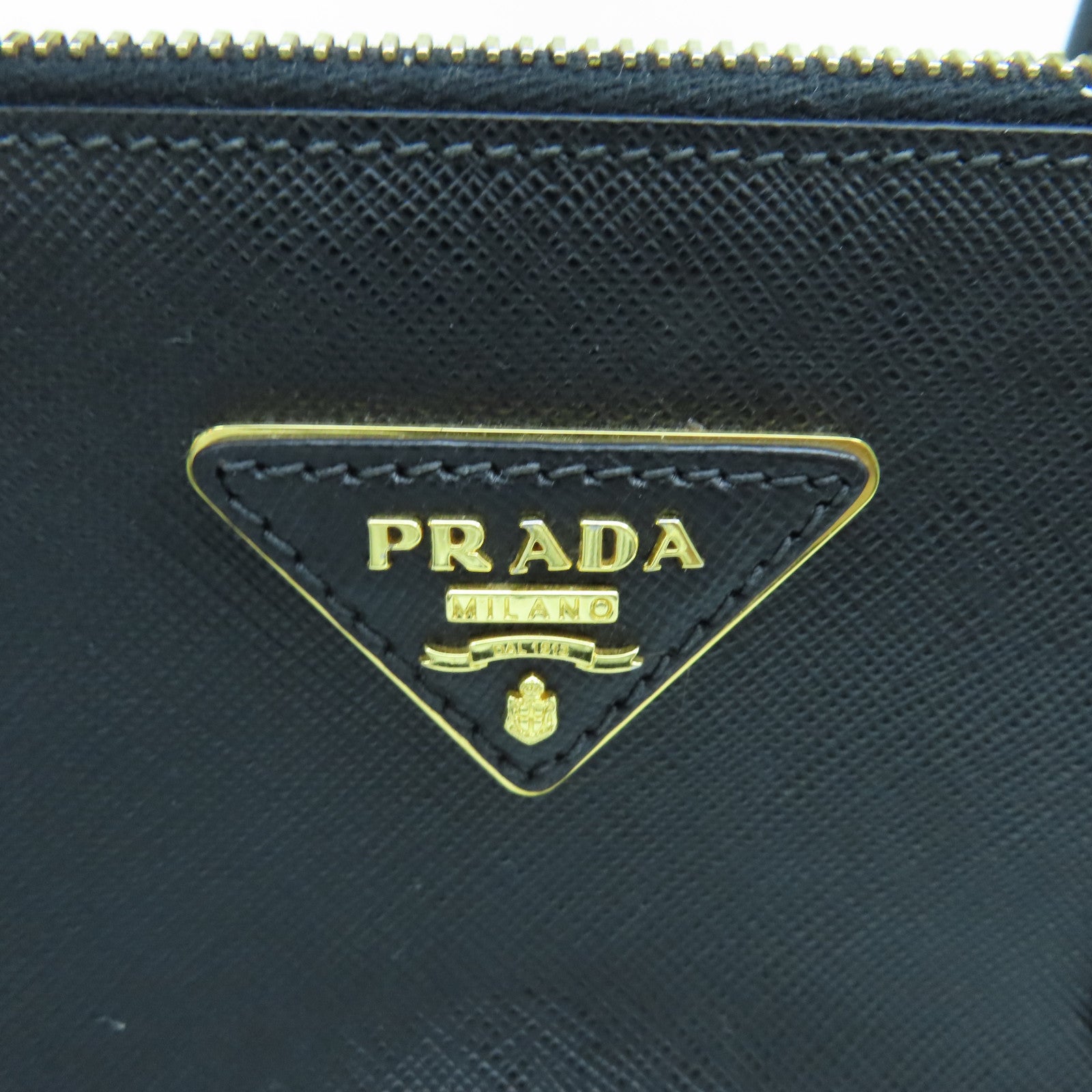 PRADA Saffiano皮革Galleria 2 Way Shoulder金扣手挽肩背袋黑色