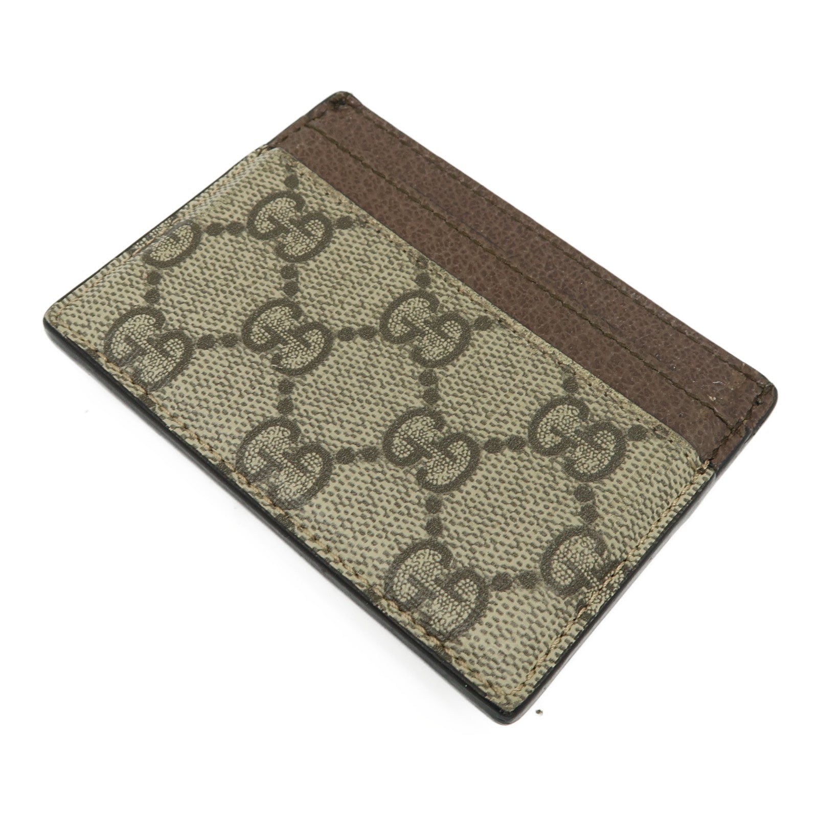 GUCCI 塗層帆布/皮革Ophidia GG Card Case金扣卡片套啡色