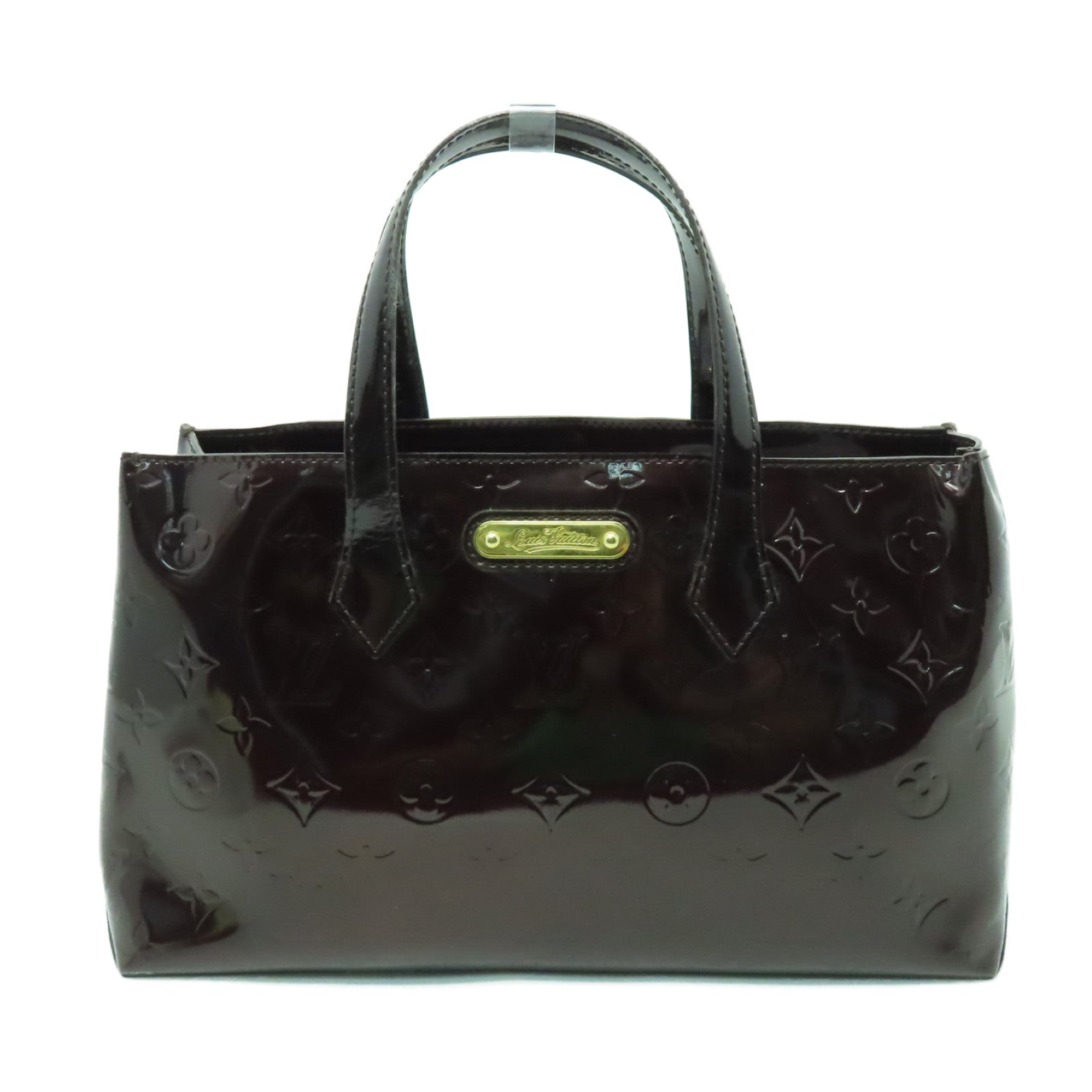 LOUIS VUITTON Vernis Wilshire PM金扣手挽袋