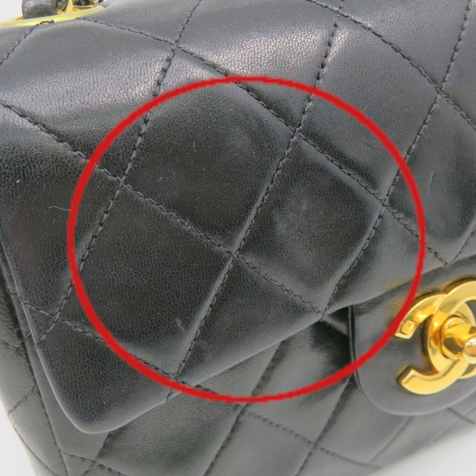 CHANEL 菱格羊皮皮革Chain Shoulder Bag金扣鏈帶肩背袋黑色