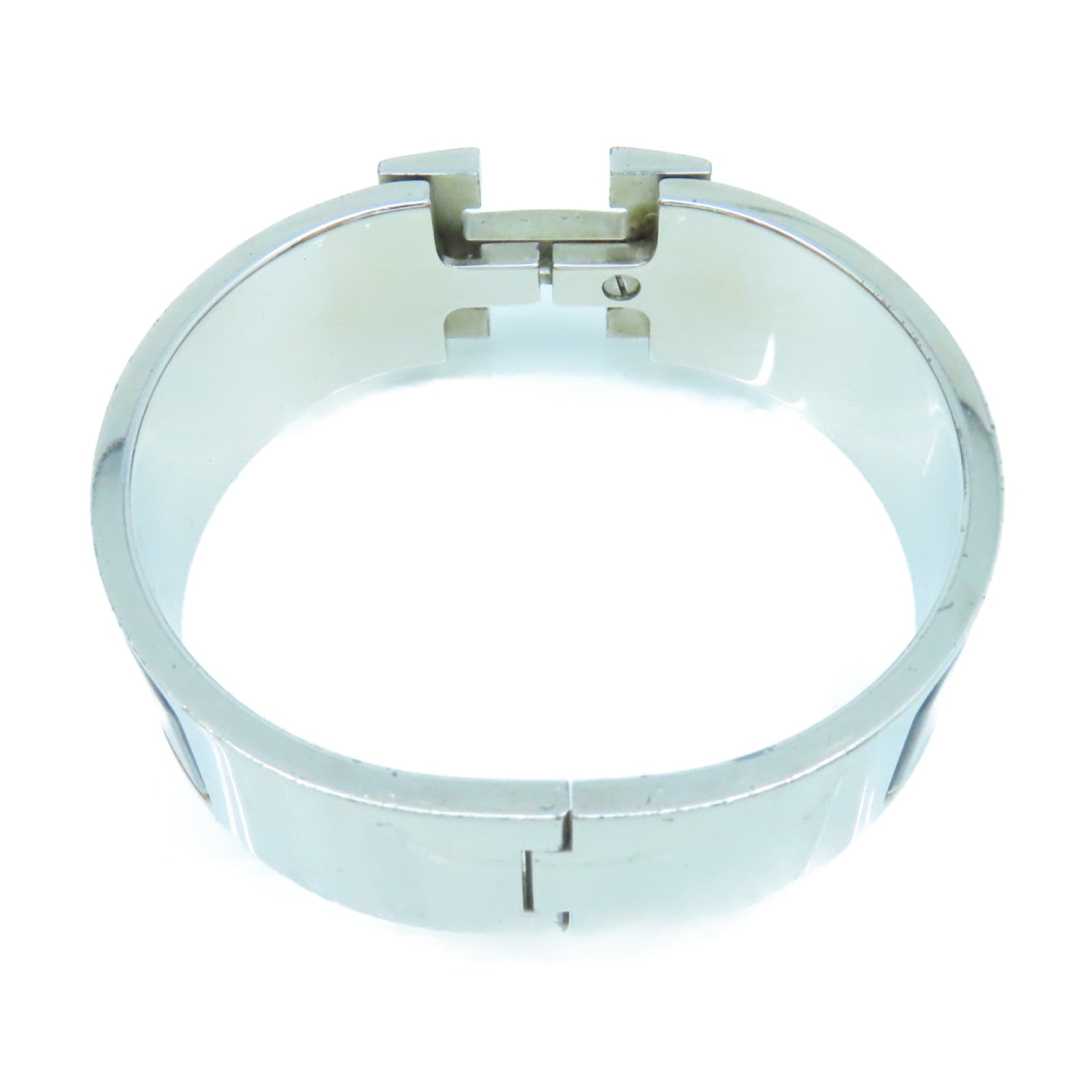 HERMES 金屬/琺瑯Clic-Clac H Bracelet銀扣手鐲黑色