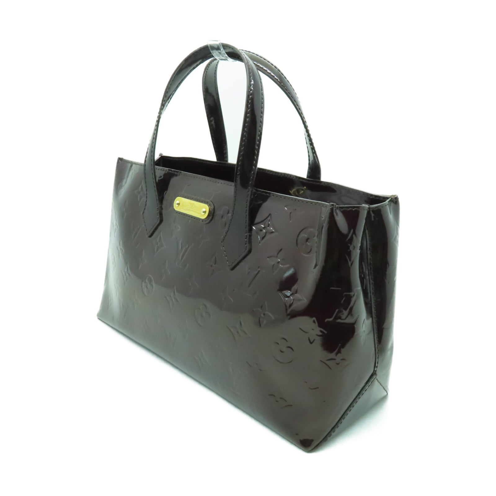 LOUIS VUITTON Vernis Wilshire PM金扣手挽袋