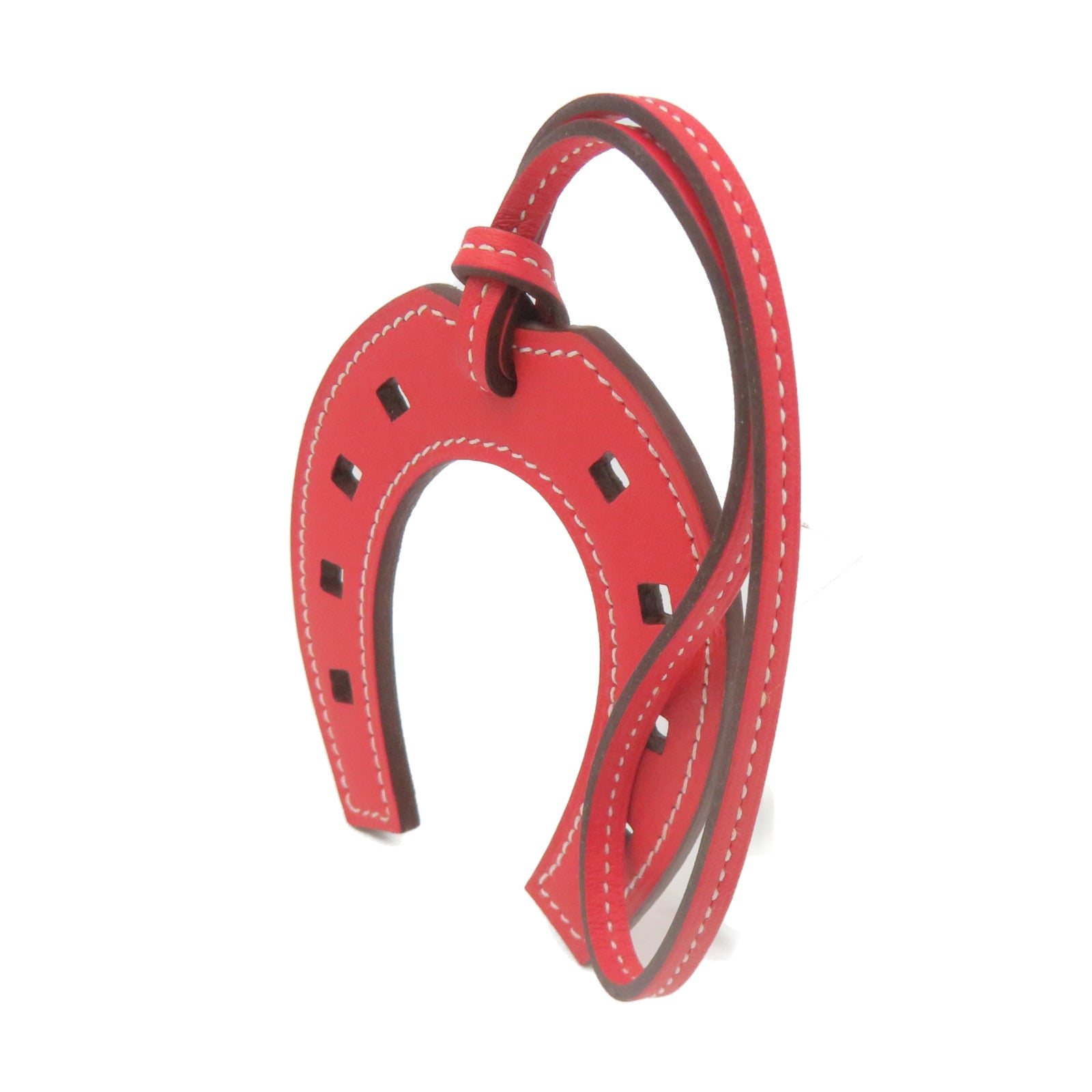 HERMES Swift皮革Paddock Horseshoe Charm掛飾紅色