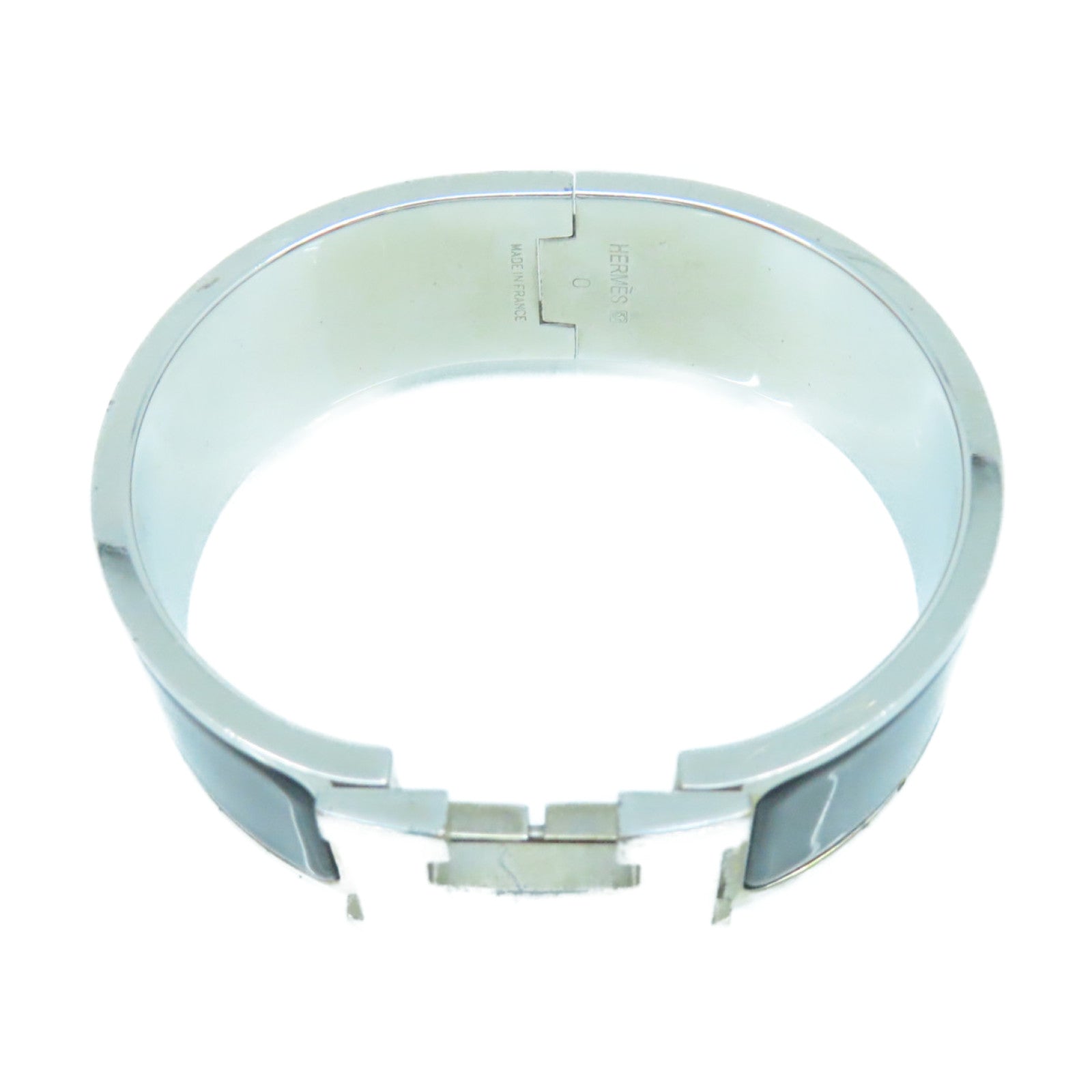 HERMES 金屬/琺瑯Clic-Clac H Bracelet銀扣手鐲黑色