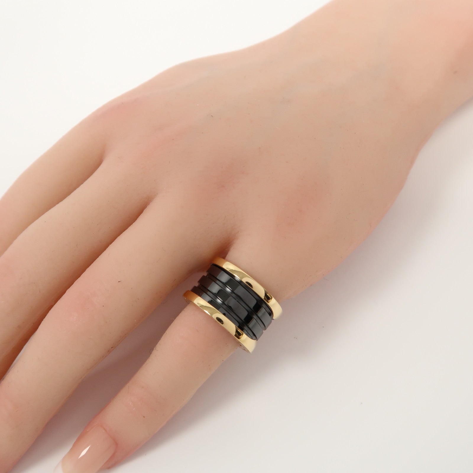 BVLGARI 18K玫瑰金/陶瓷B.Zero1 Ring戒指US#3.75