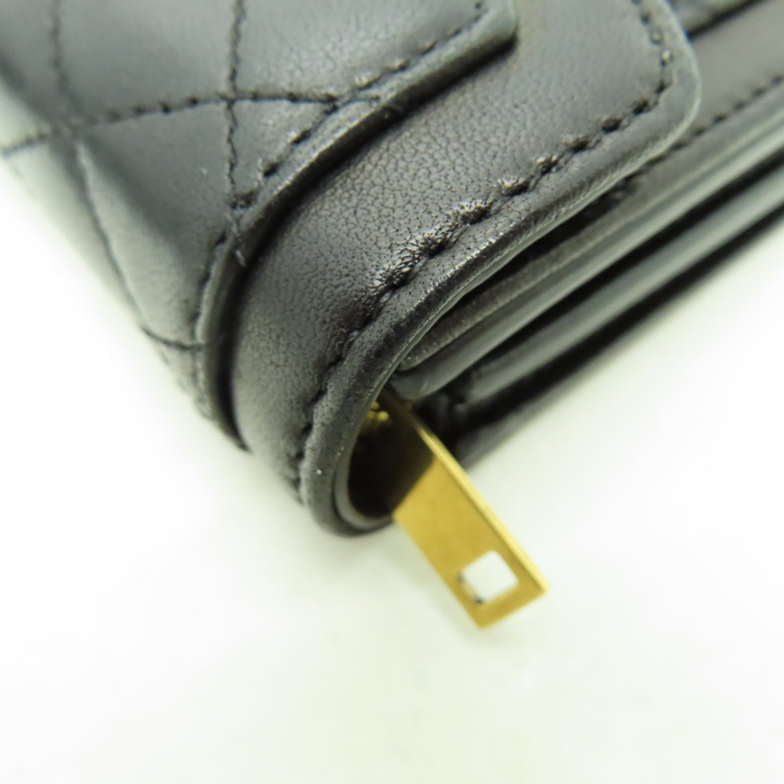 SAINT LAURENT 菱格羊皮皮革Wallet金扣錢包黑色