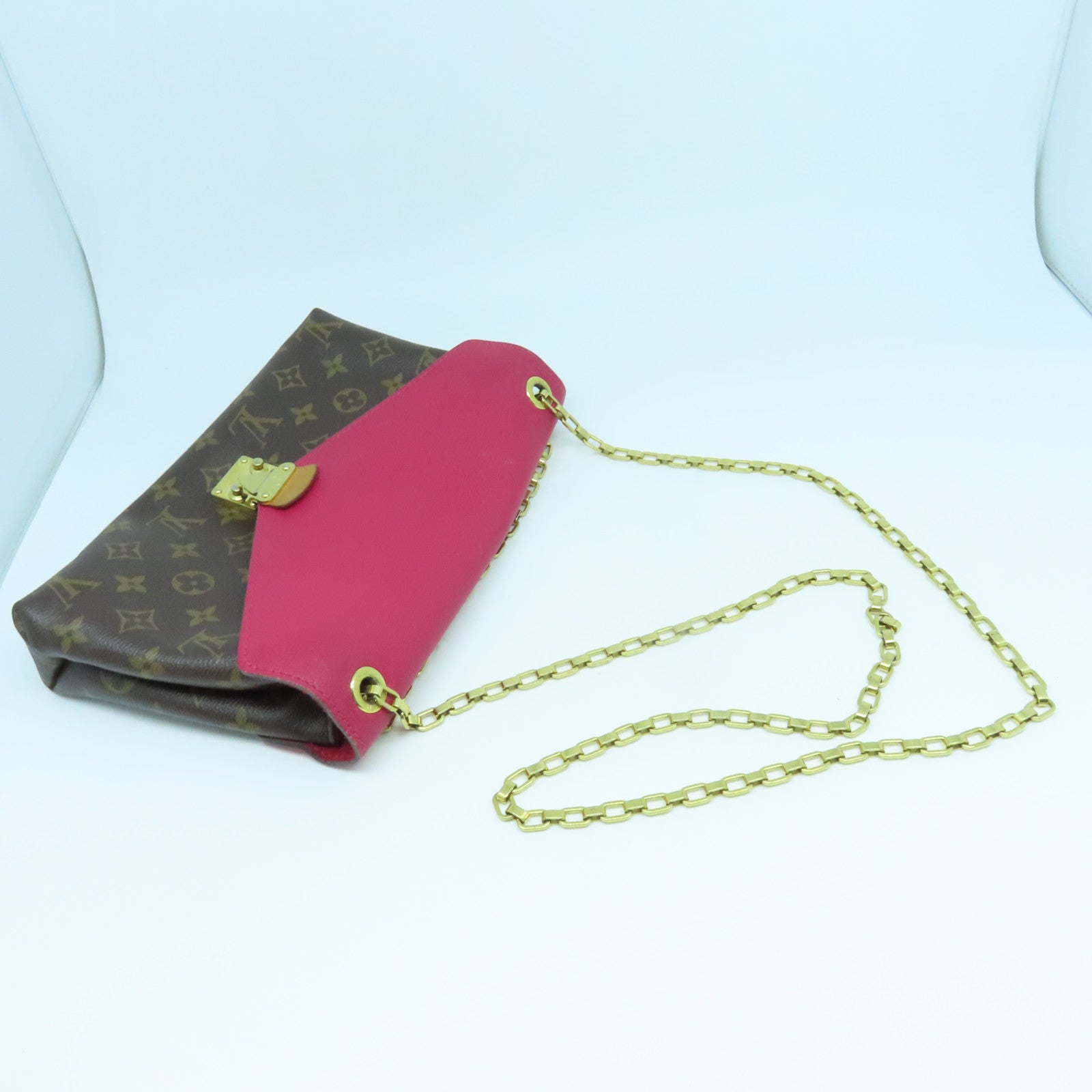 LOUIS VUITTON 【激減優惠】Monogram Pallas Chain 2Way Shoulder Bag金扣手挽肩背兩用袋啡色／紅色