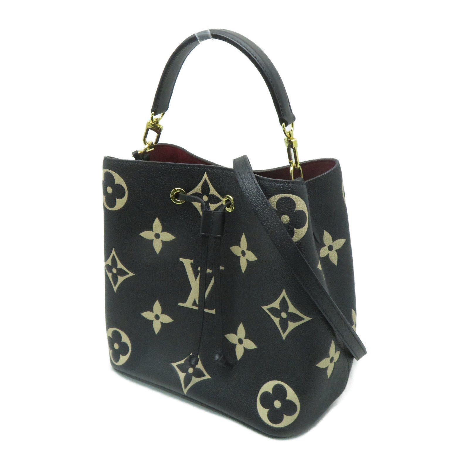 LOUIS VUITTON Monogram Empreinte NeoNoe MM金扣手挽肩背兩用袋黑色