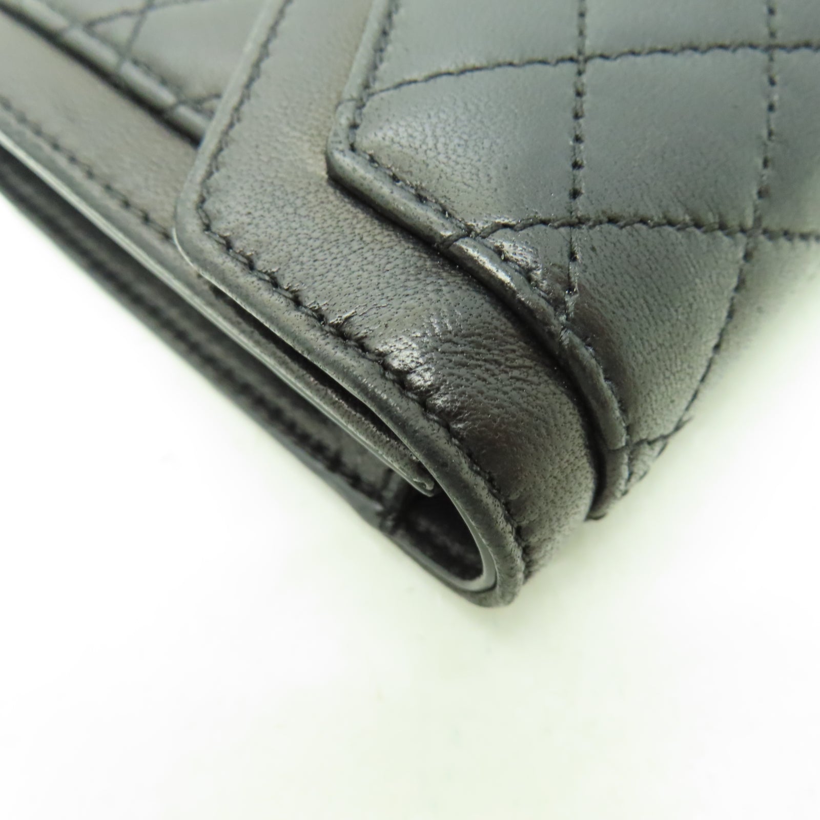 SAINT LAURENT 菱格羊皮皮革Wallet金扣錢包黑色