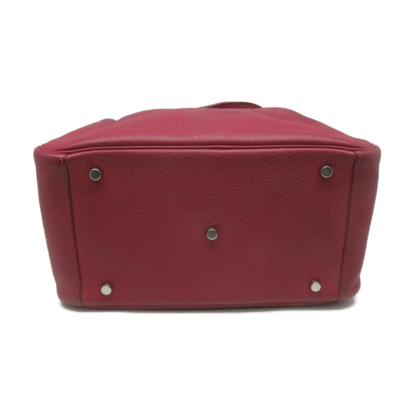 HERMES Clemence Leather Lindy 30 2Way Shoulder Bag Silver Buckle Handle Shoulder Bag Ruby Wine Red