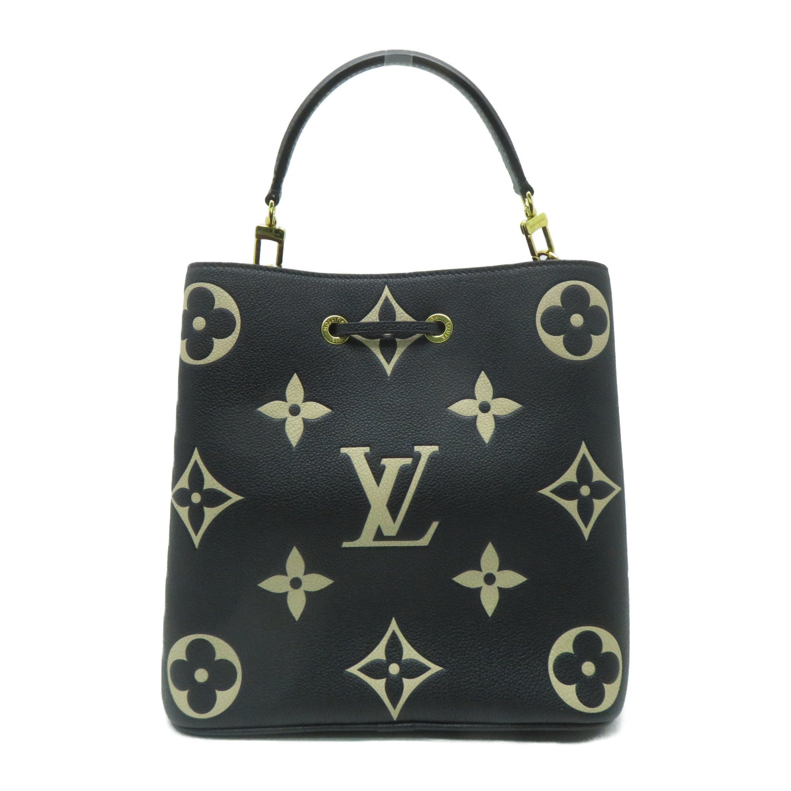 LOUIS VUITTON Monogram Empreinte NeoNoe MM金扣手挽肩背兩用袋黑色