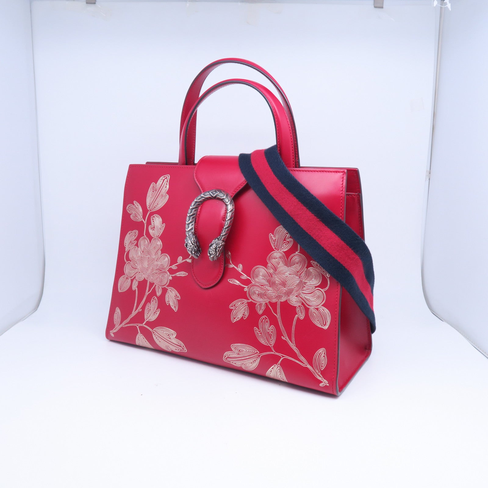 GUCCI 牛皮皮革2 Way Shoulder Bag銀扣手挽肩背兩用袋紅色