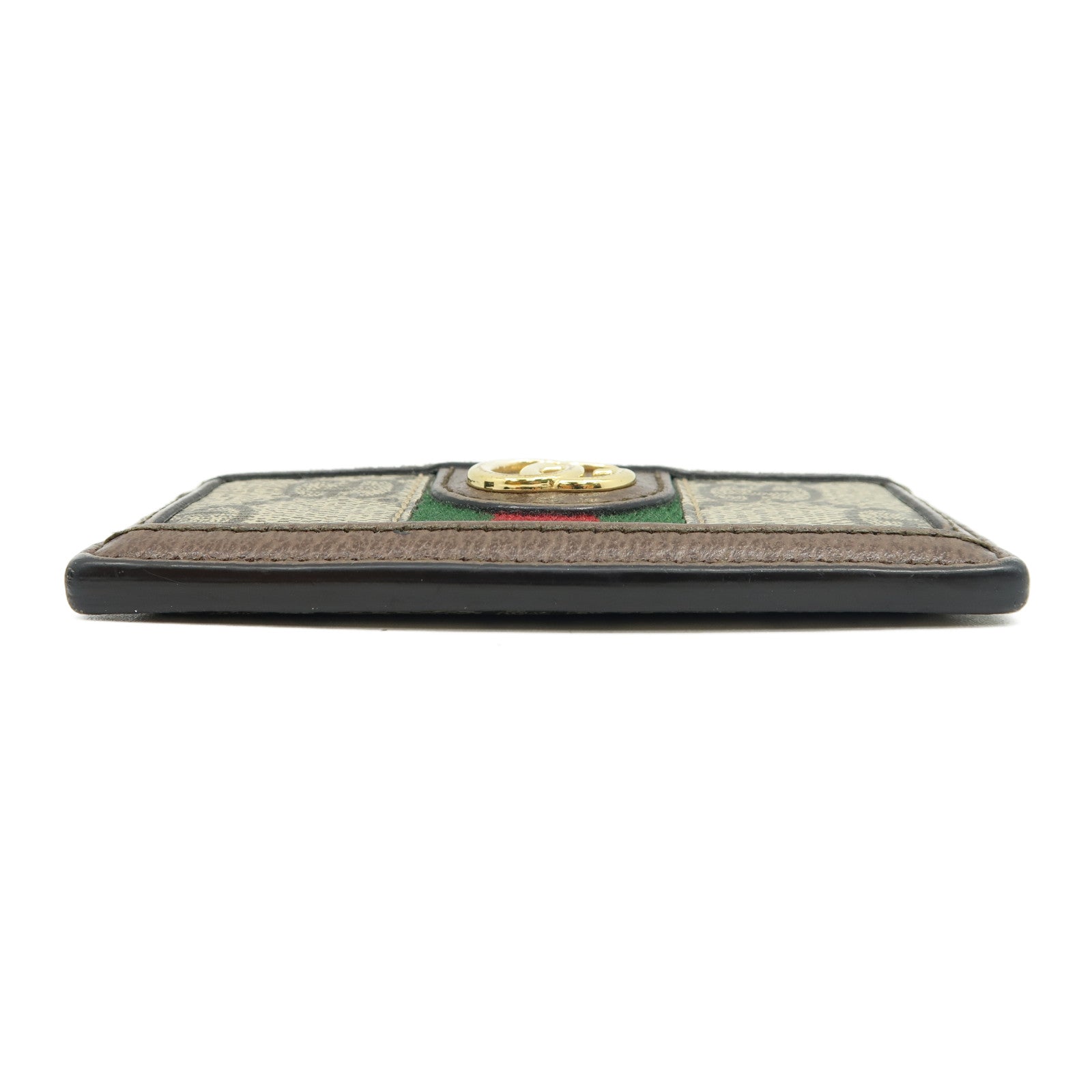 GUCCI 塗層帆布/皮革Ophidia GG Card Case金扣卡片套啡色